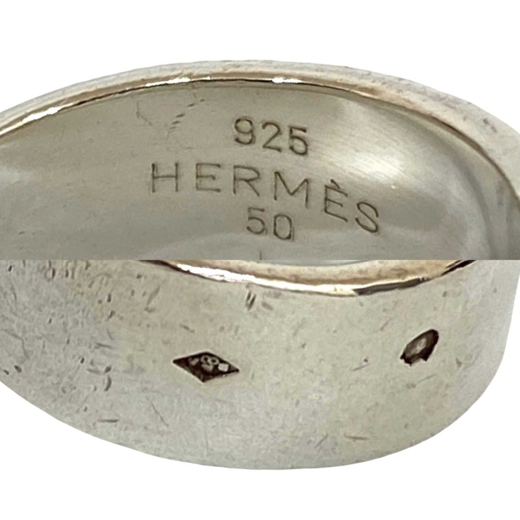 Hermes Silver Silver 925 Band Ring (Pre-Owned)