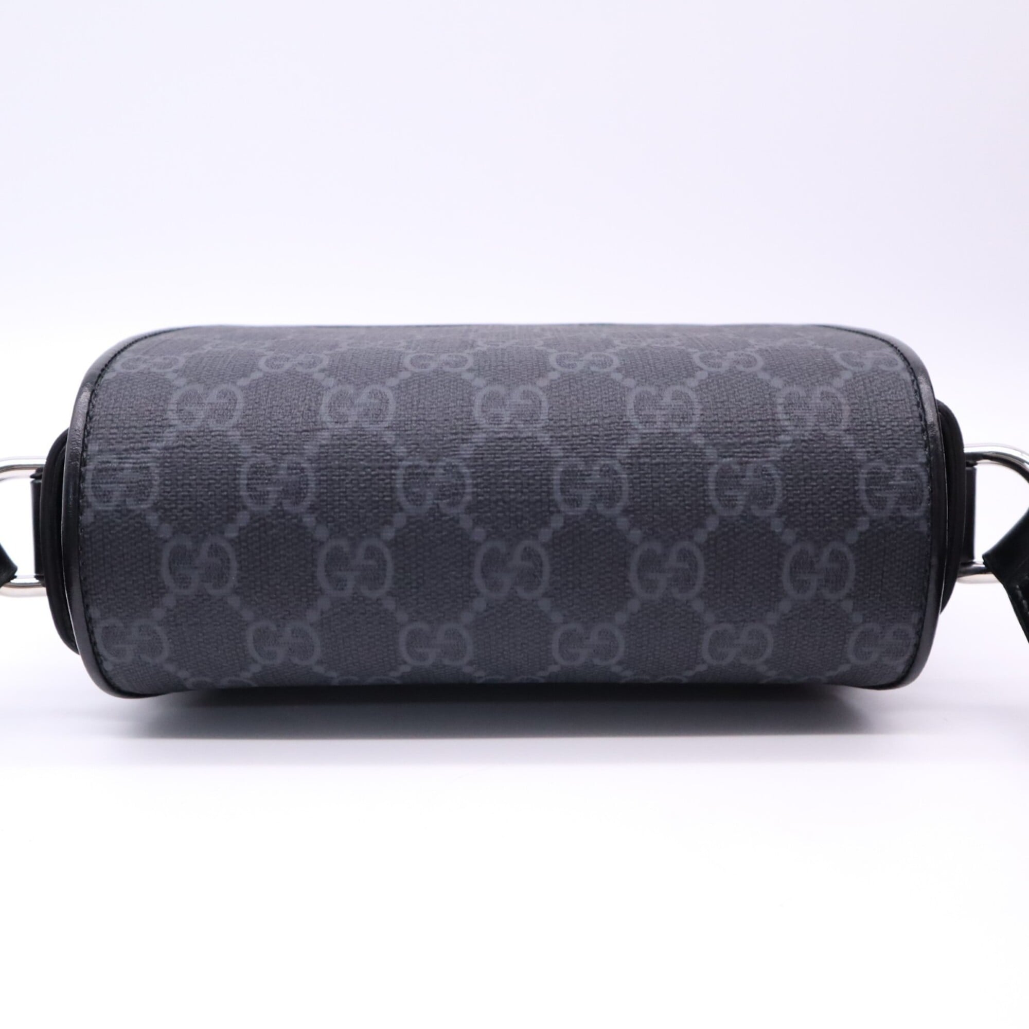 Gucci Black Gray Coated Canvas Leather Crossbody Bag Shoulder Bag (Pre-Owned)