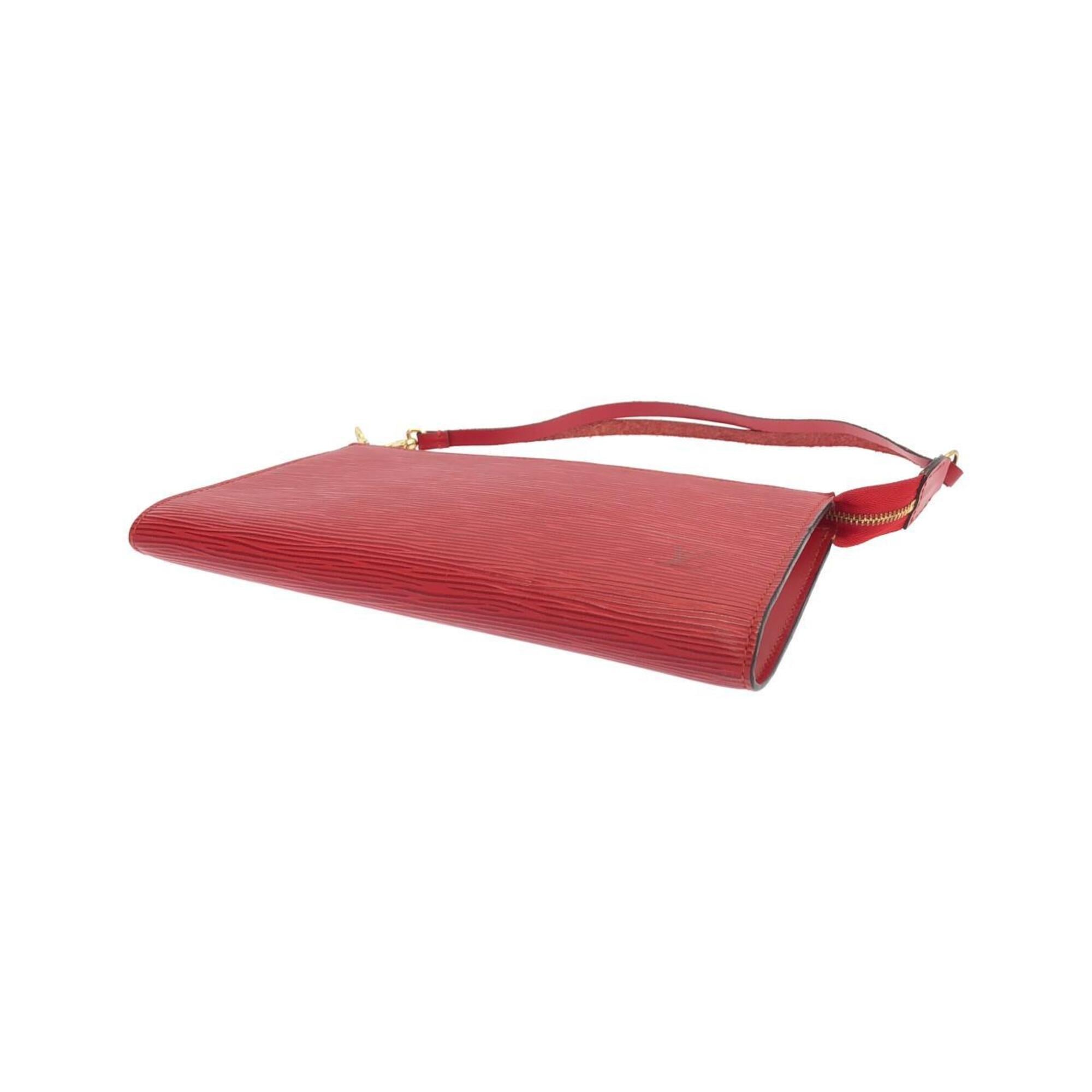 Louis Vuitton Red Color Leather Pochette Pouch (Pre-Owned)