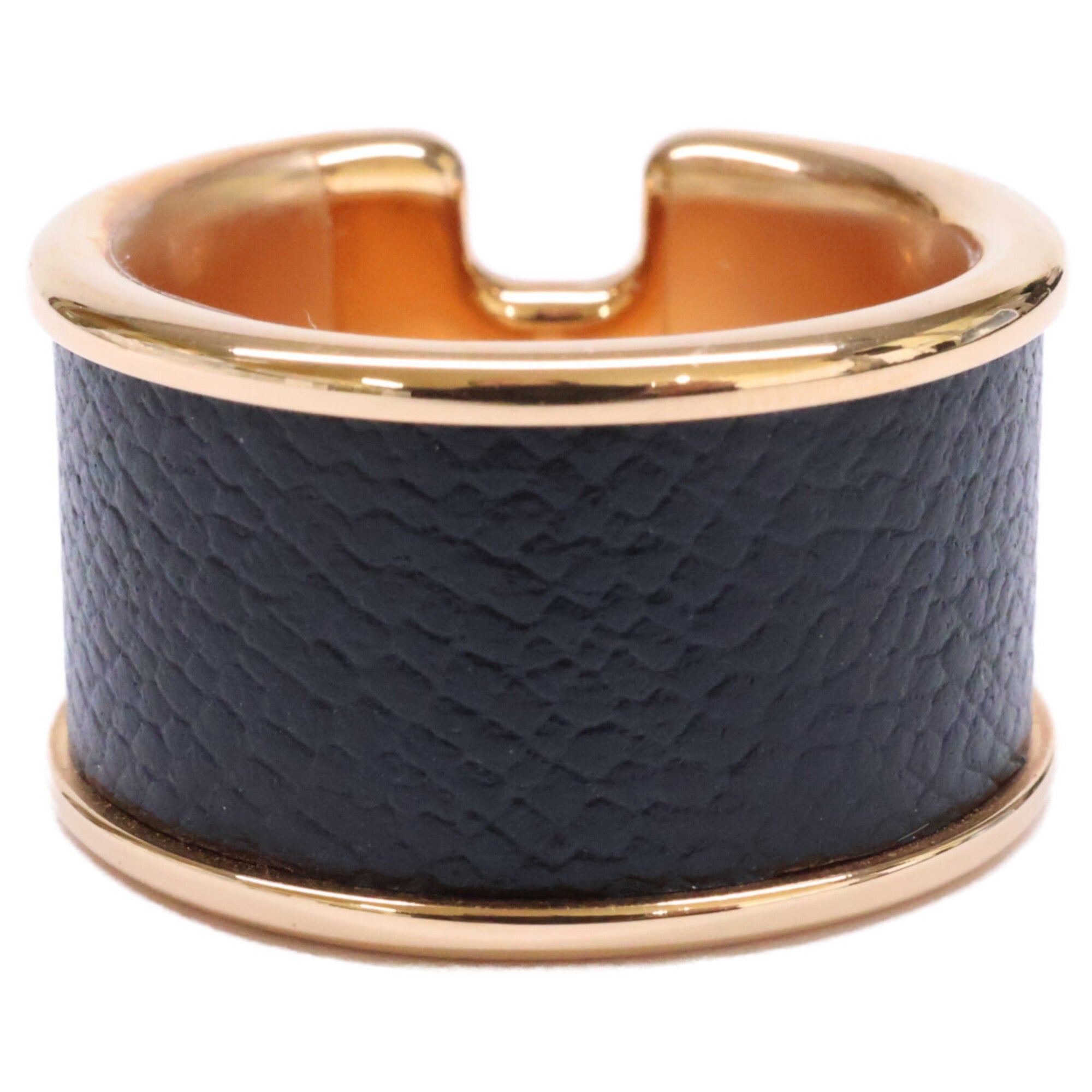 Hermes Gold Black Metal Band Ring (Pre-Owned)