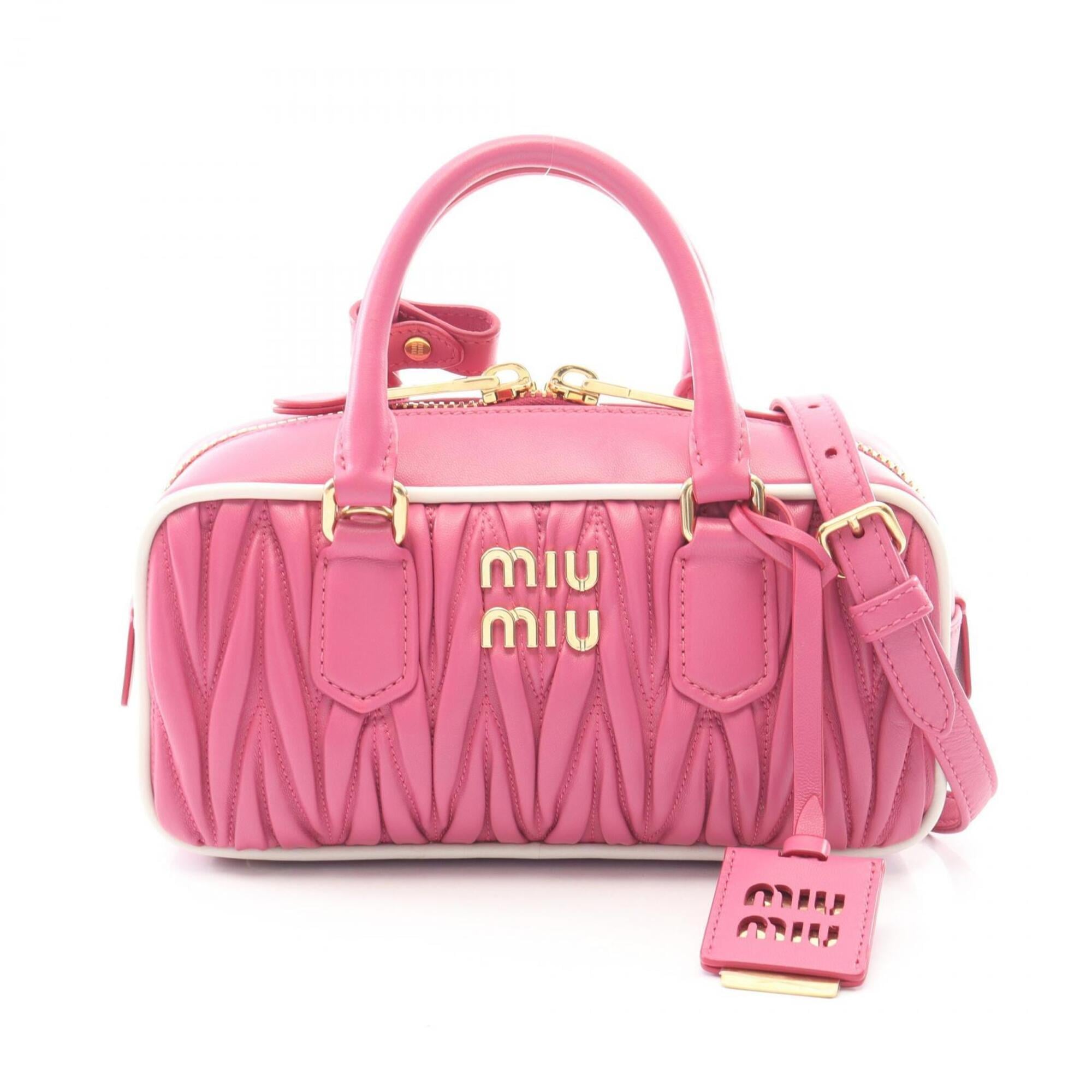 Miu Miu Matelasse Pink White Leather Handbag (Pre-Owned)