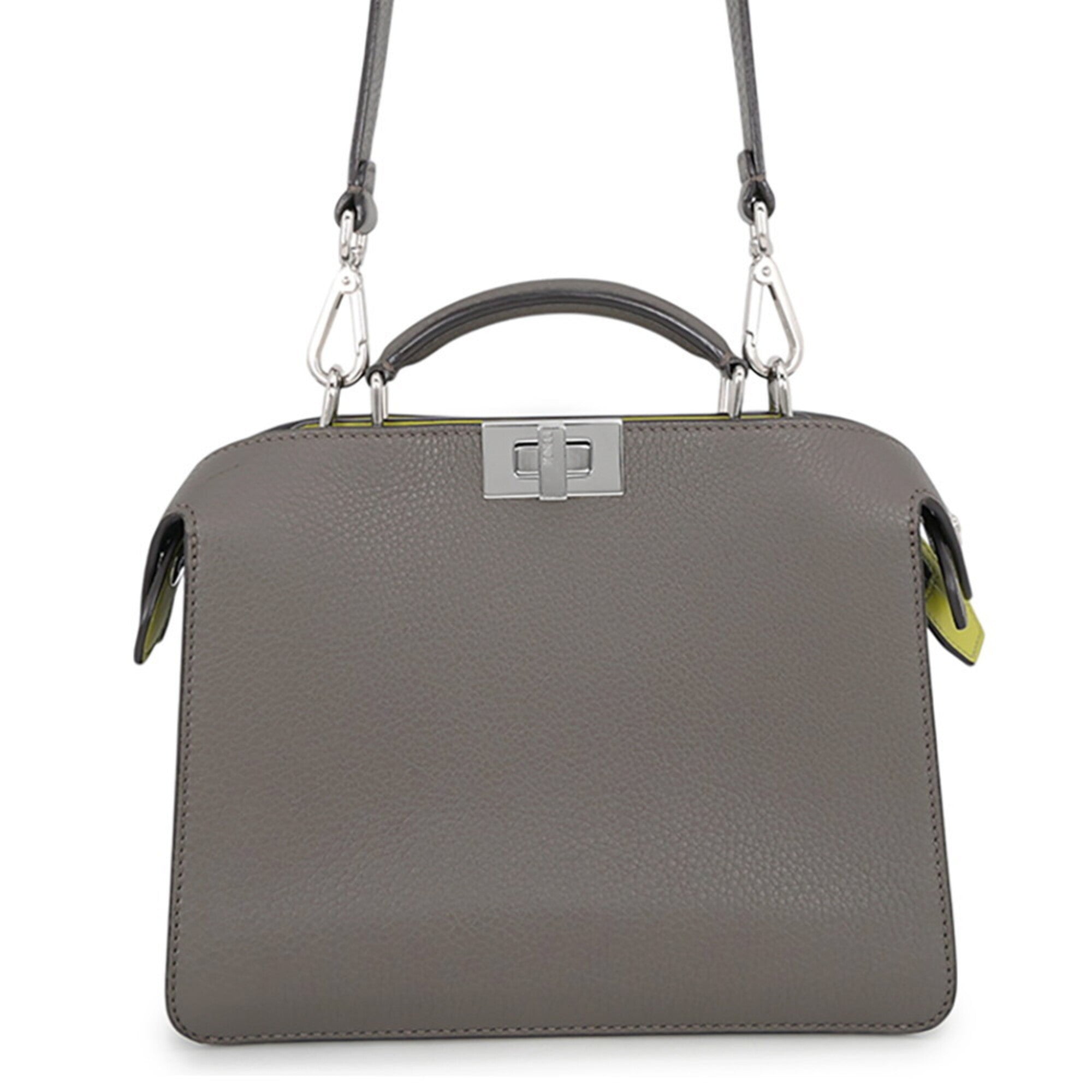 Fendi Gray Leather Handbag Shoulder Bag (Pre-Owned)