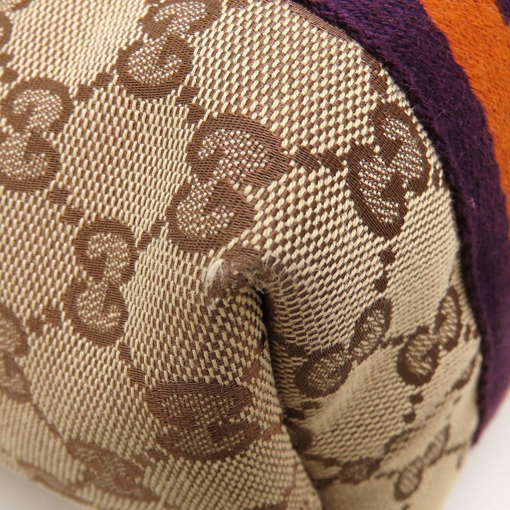 Gucci Sherry Line Beige Orange Purple Gg Canvas Leather Handbag (Pre-Owned)