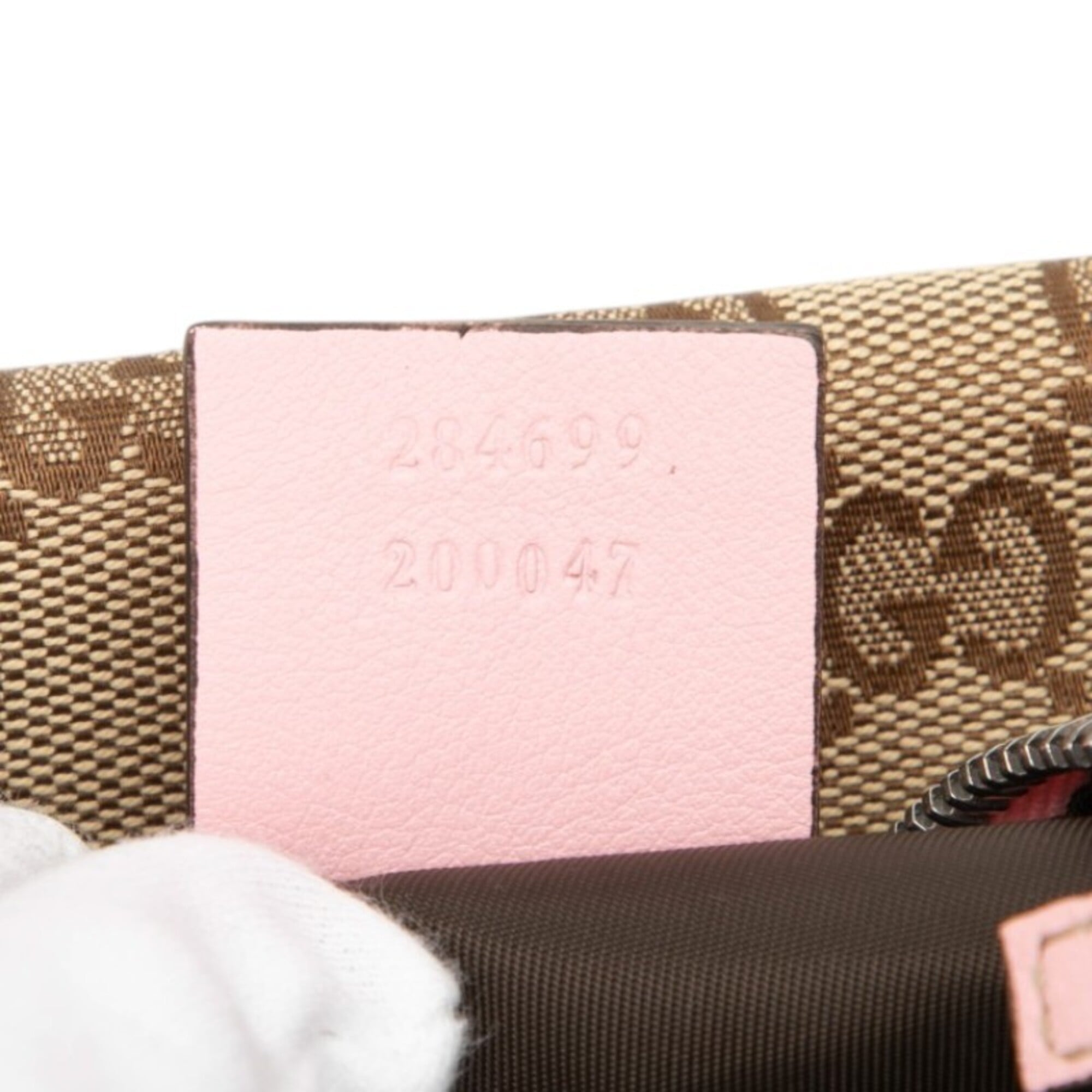 Gucci Beige Pink Canvas Leather Pvc Pouch (Pre-Owned)