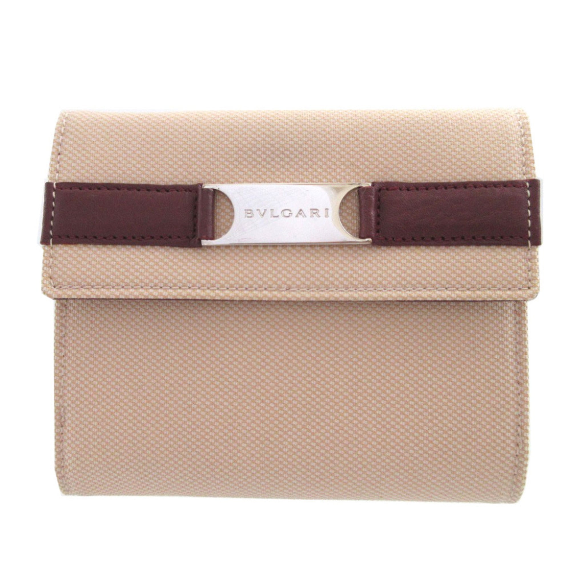 Bvlgari Beige Bordeaux Canvas Wallet (Bi-Fold) (Pre-Owned)