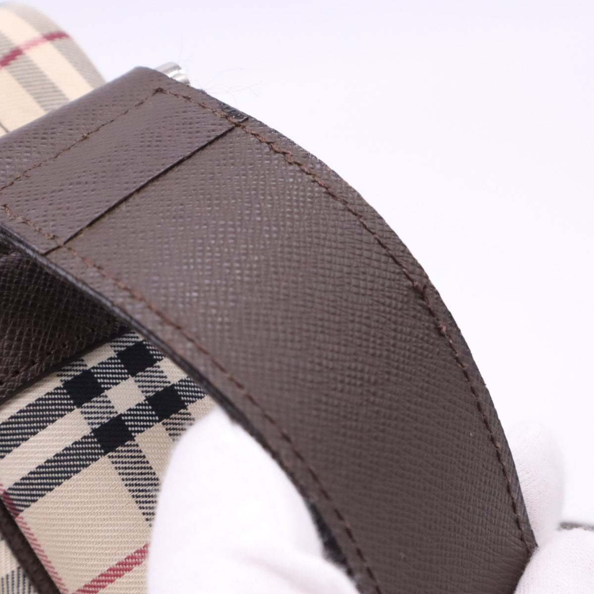 Burberry Beige Brown Multi-Color Canvas Leather Shoulder Bag (Pre-Owned)