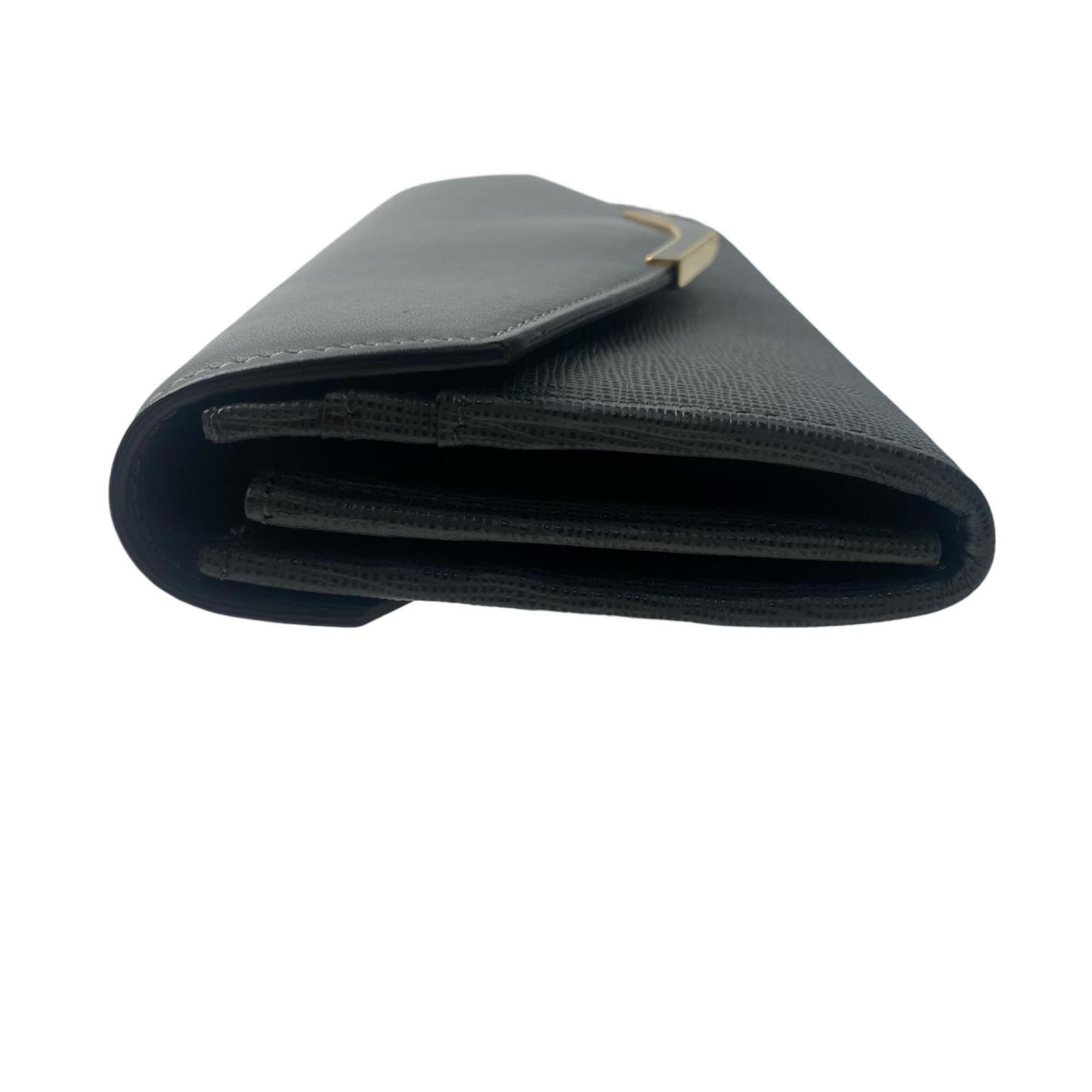 Fendi Gray Leather Long Wallet (Bi-Fold) (Pre-Owned)