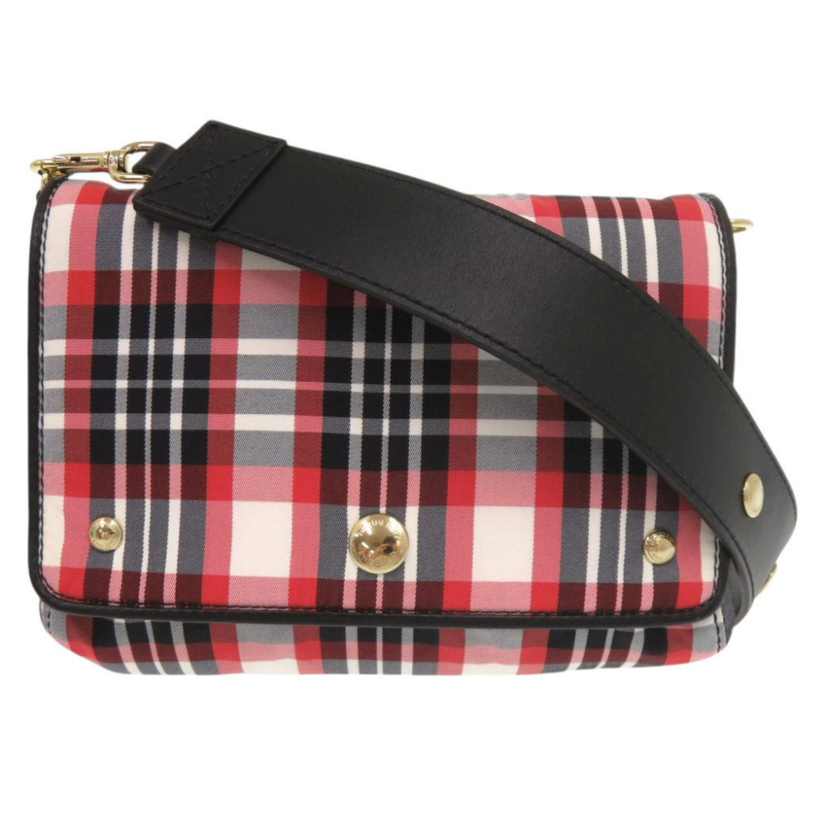 Burberry Black Red Color White Nylon Leather Shoulder Bag (Pre-Owned)