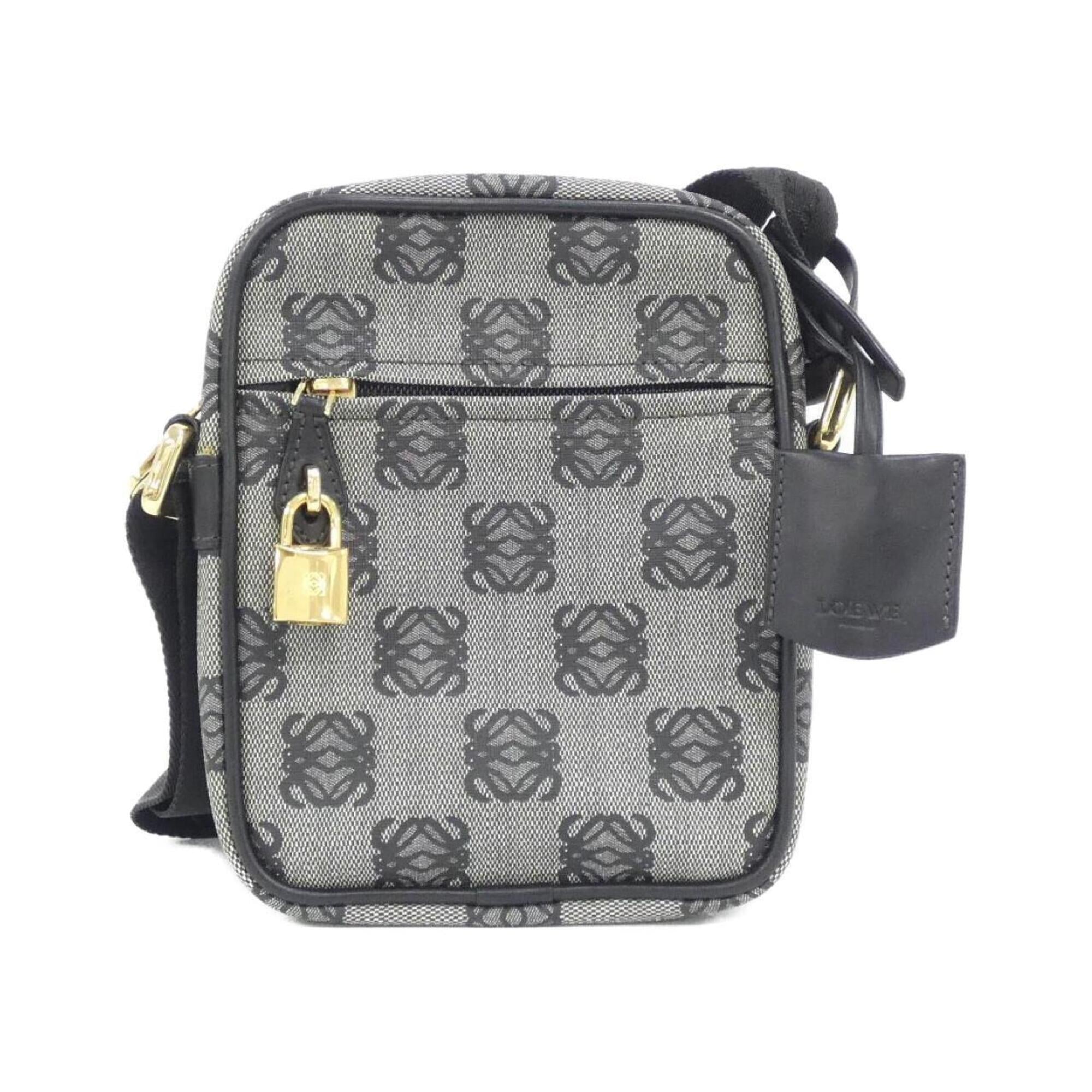 Loewe Black Gray Coated Canvas Shoulder Bag (Pre-Owned)