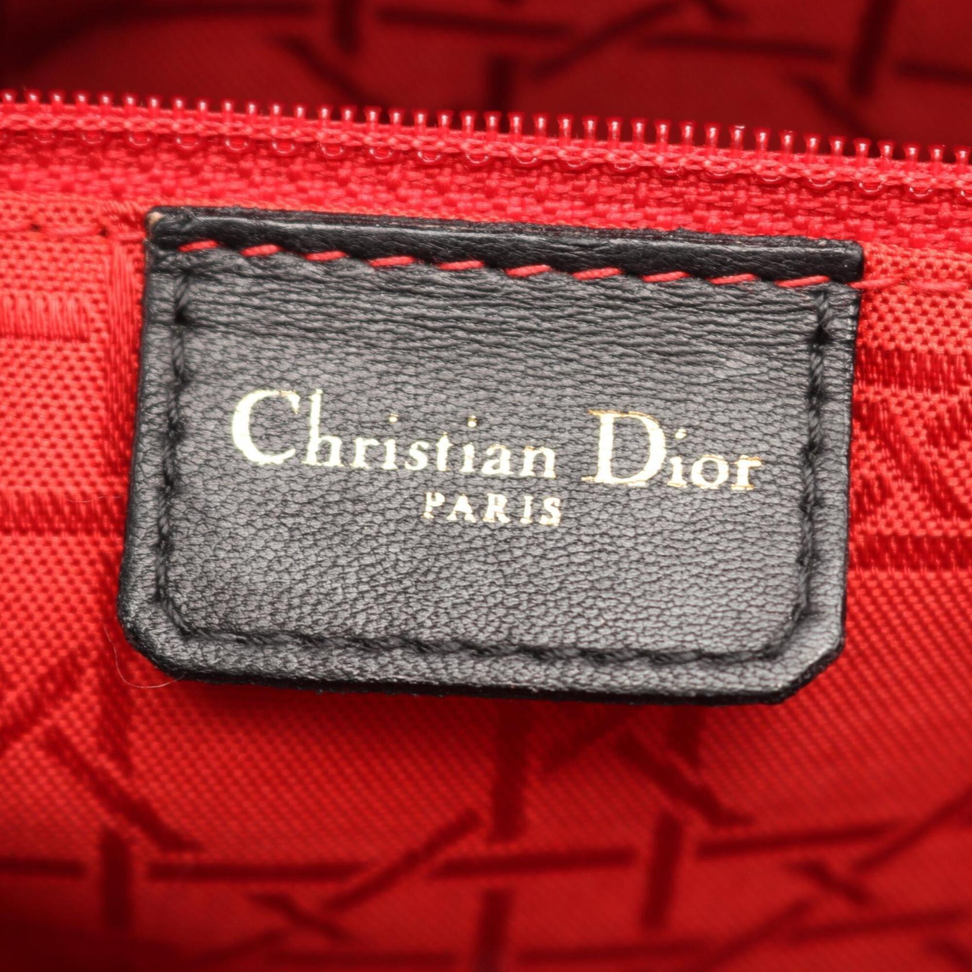 Christian Dior Black Leather Handbag Shoulder Bag (Pre-Owned)