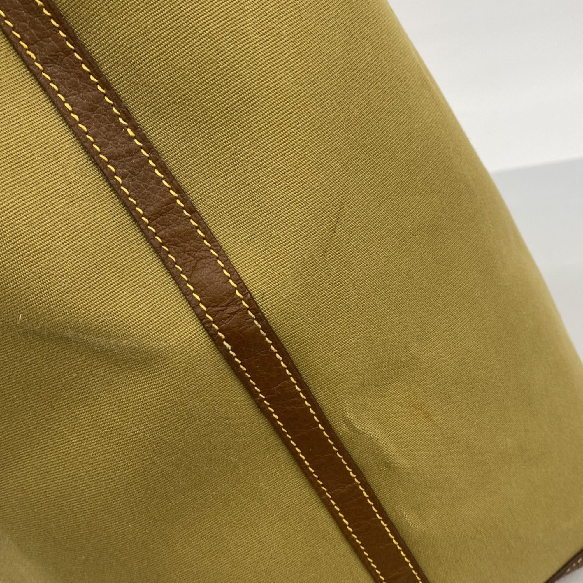 Hermes Brown Khaki Toile Officier Tote Bag (Pre-Owned)