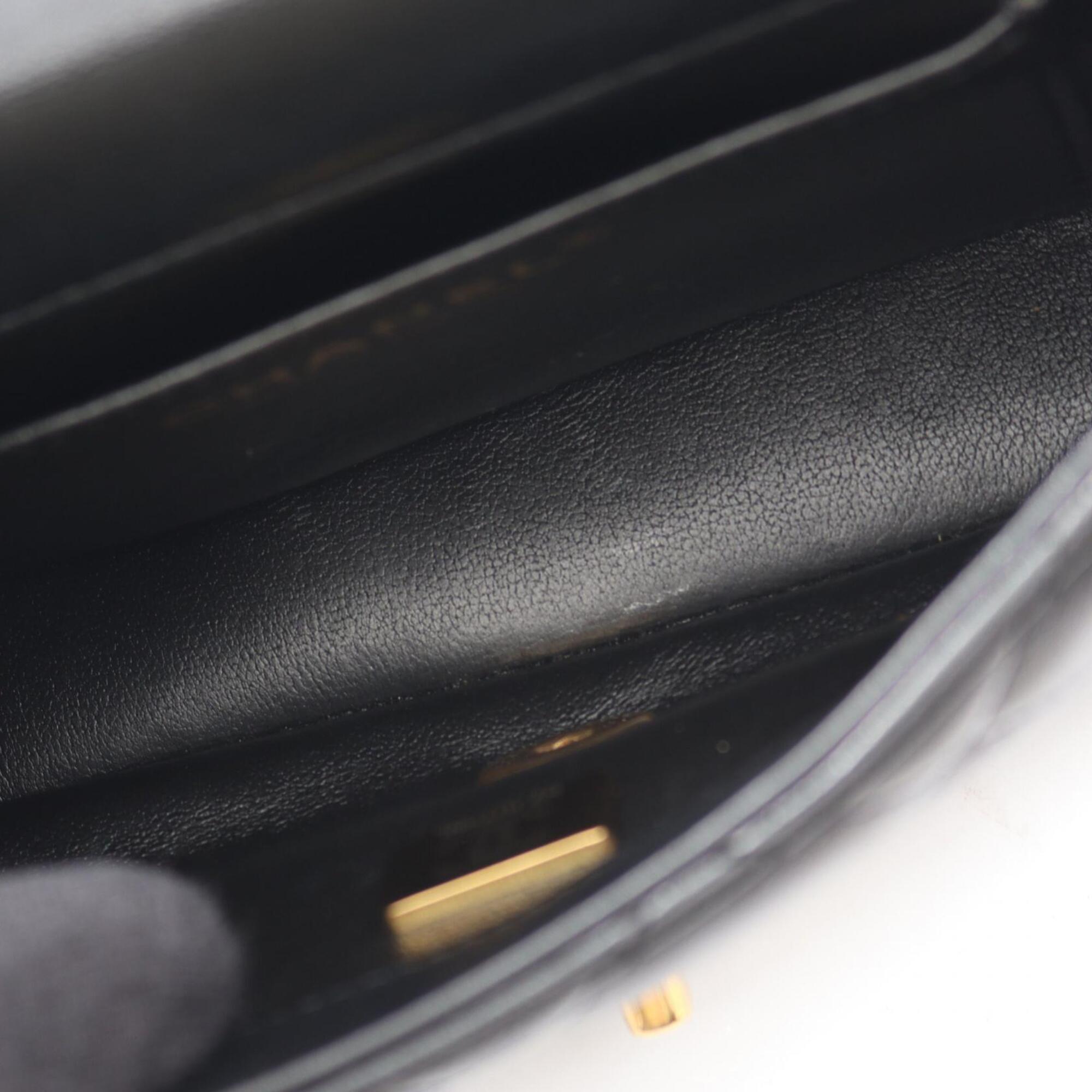 Chanel Black Leather Handbag Shoulder Bag (Pre-Owned)