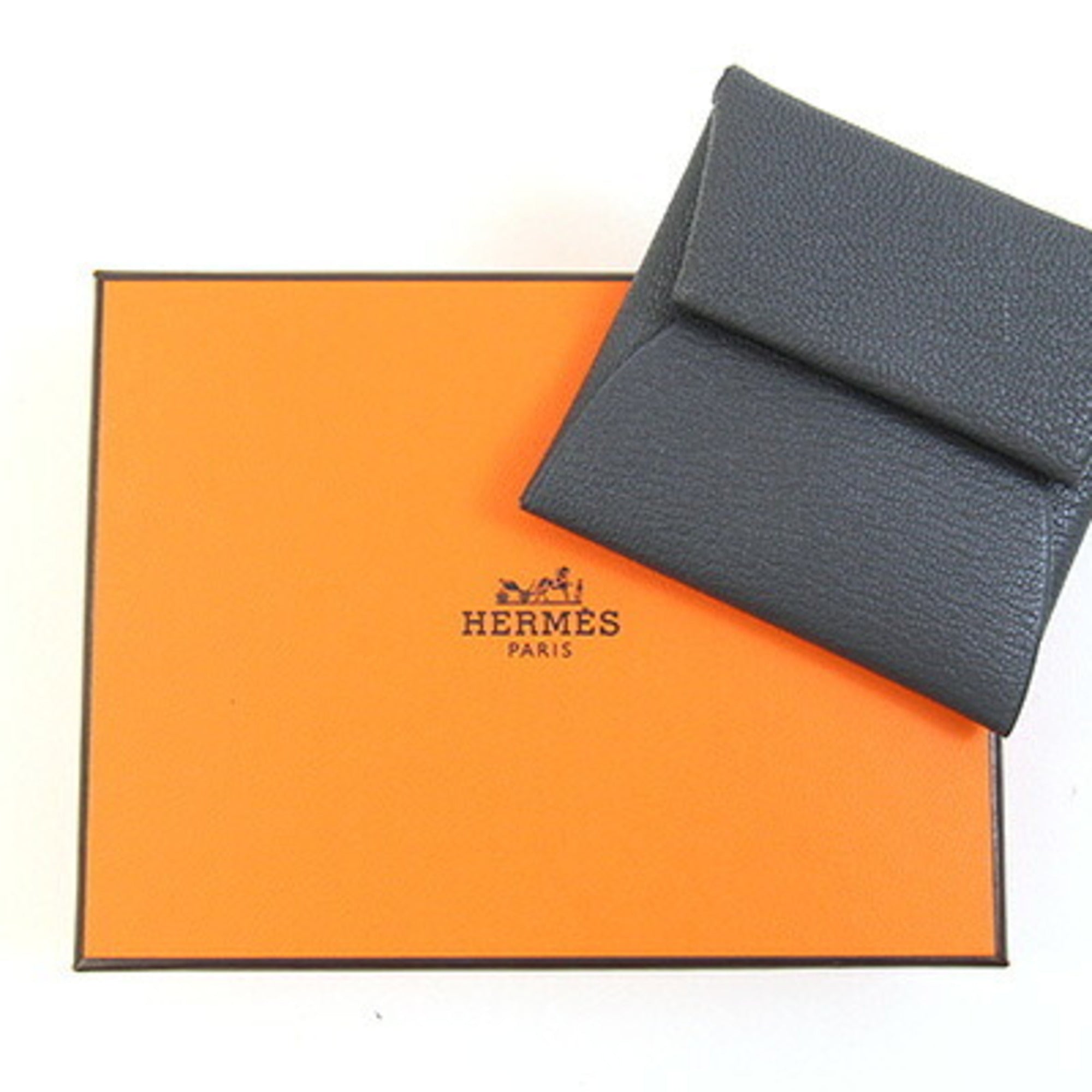 Hermes Ardoise Blue Hydra Chevre Leather Coin Purse/Coin Case (Pre-Owned)