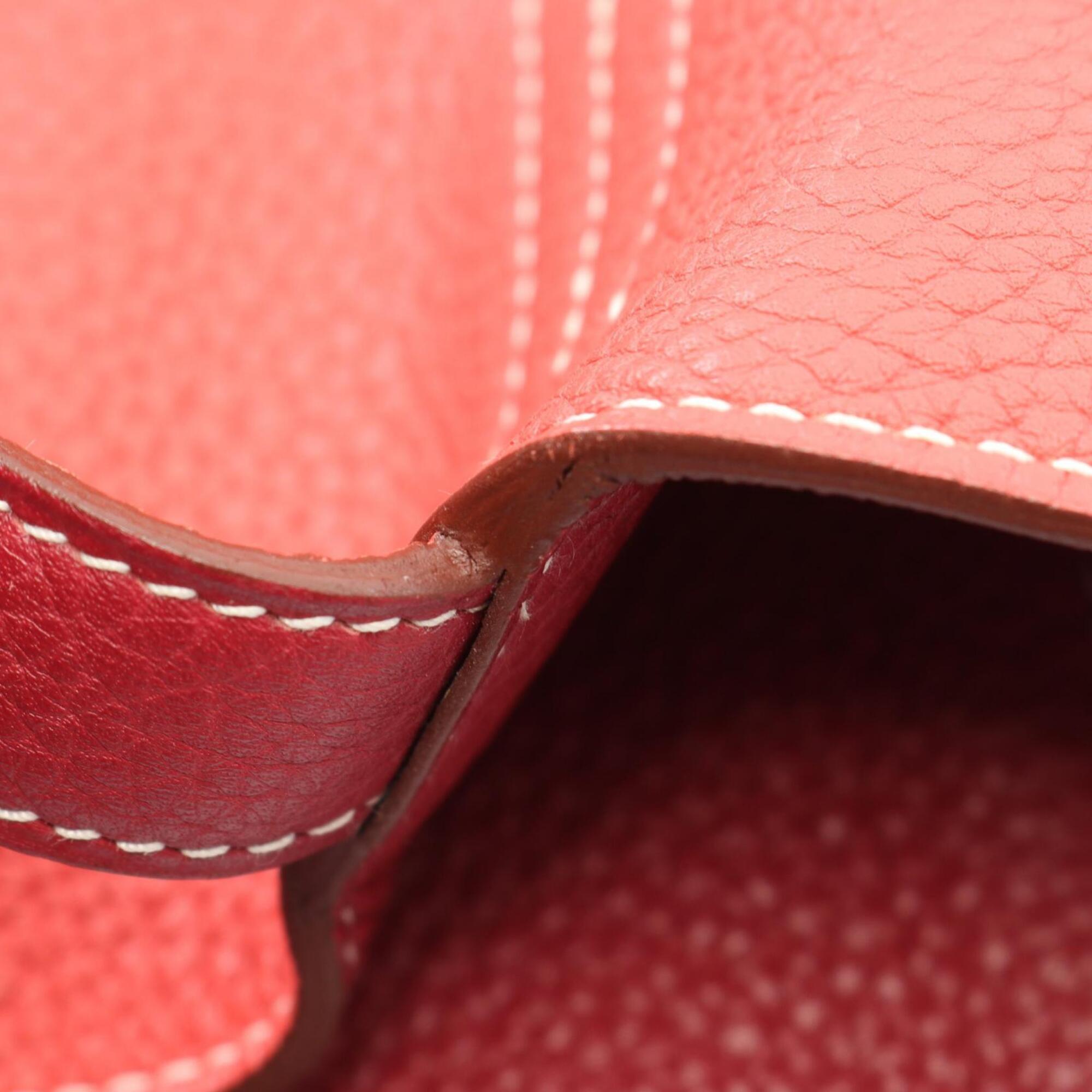 Hermes Bordeaux Pink Ruby Taurillon Clemence Leather Handbag Tote Bag (Pre-Owned)