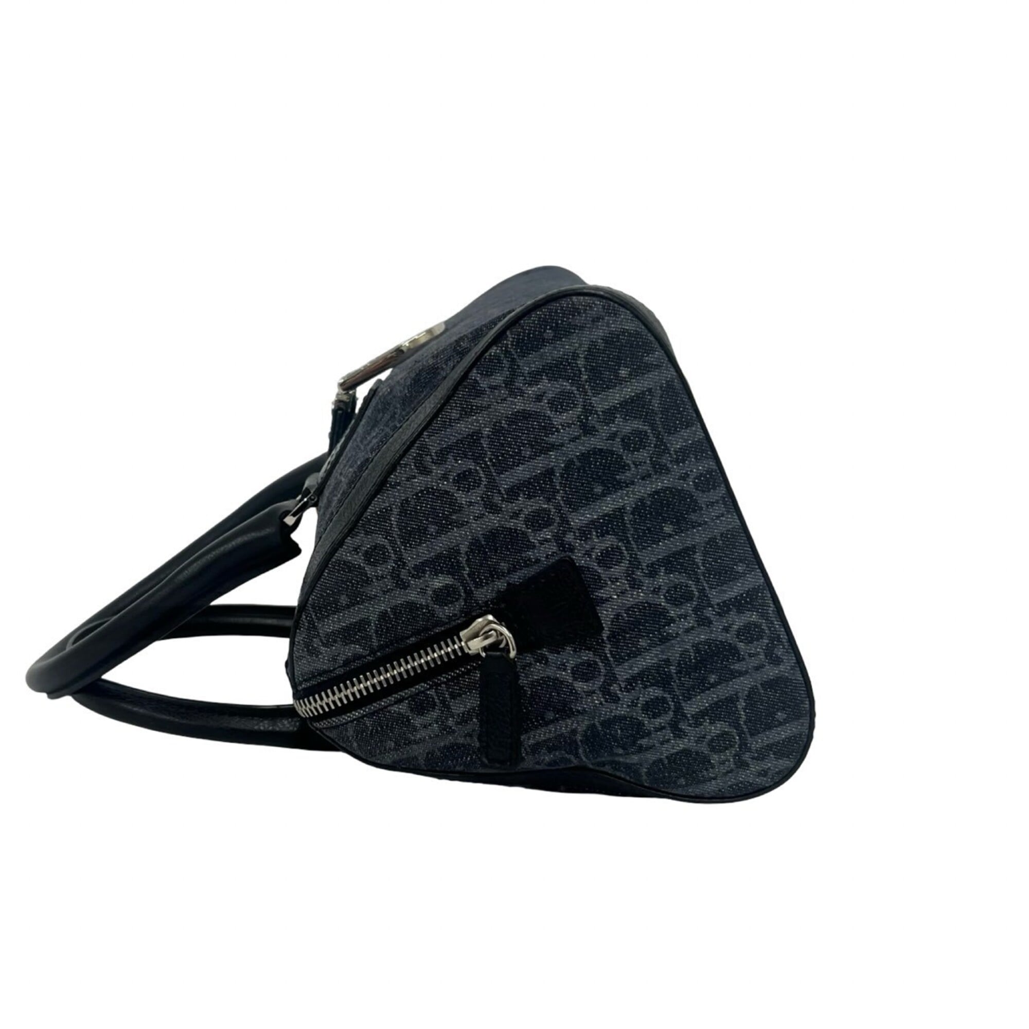 Christian Dior Black Navy Orange Denim Leather Handbag (Pre-Owned)