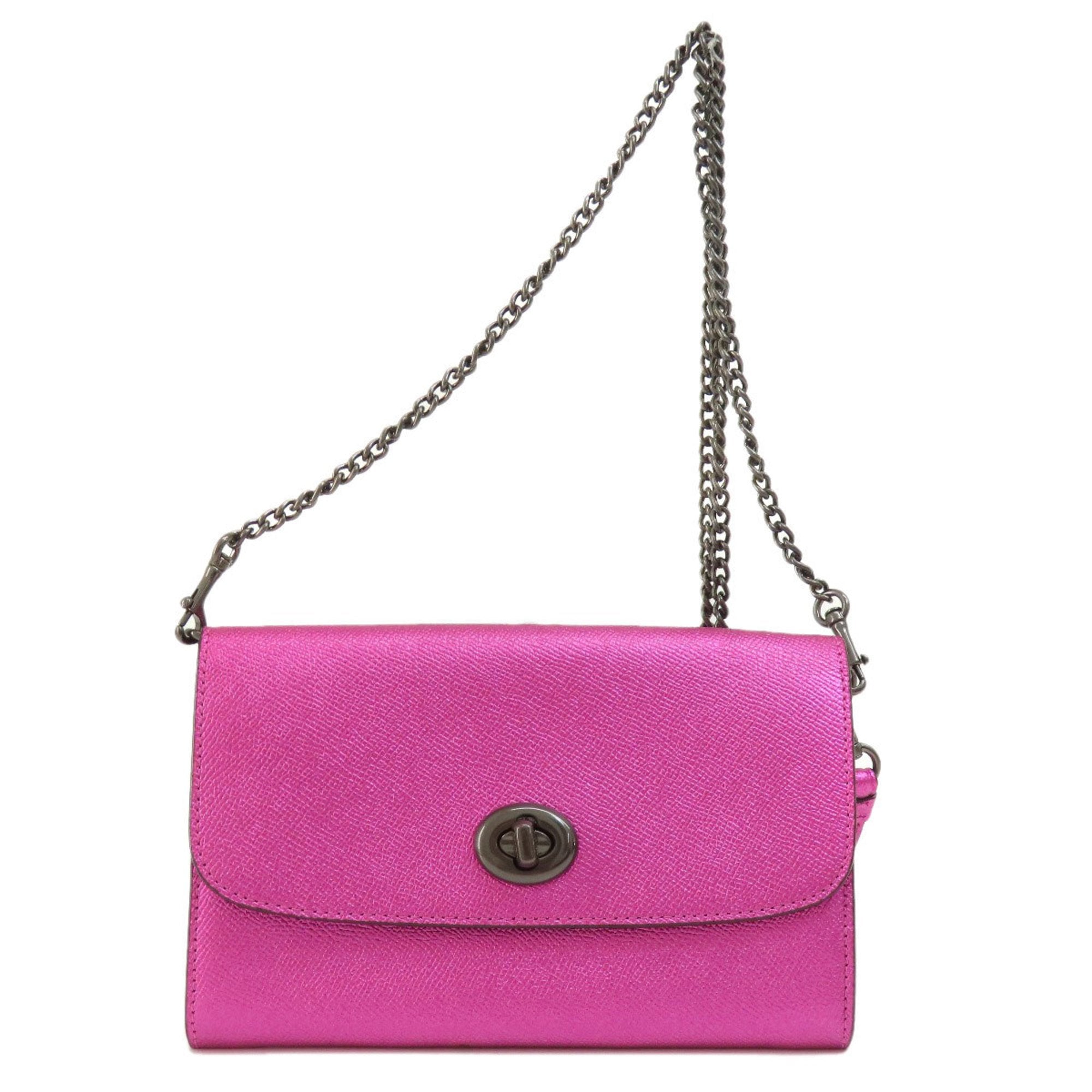 Coach Pink Leather Chain/Shoulder Wallet (Pre-Owned)