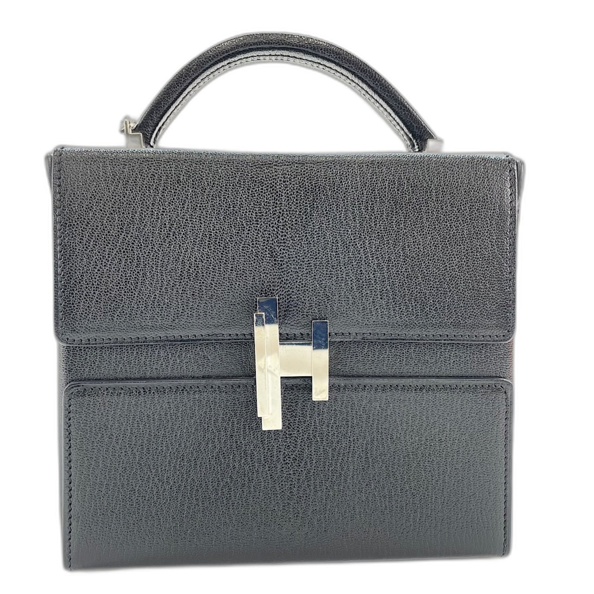 Hermes Black Chevre Leather Shoulder Bag (Pre-Owned)