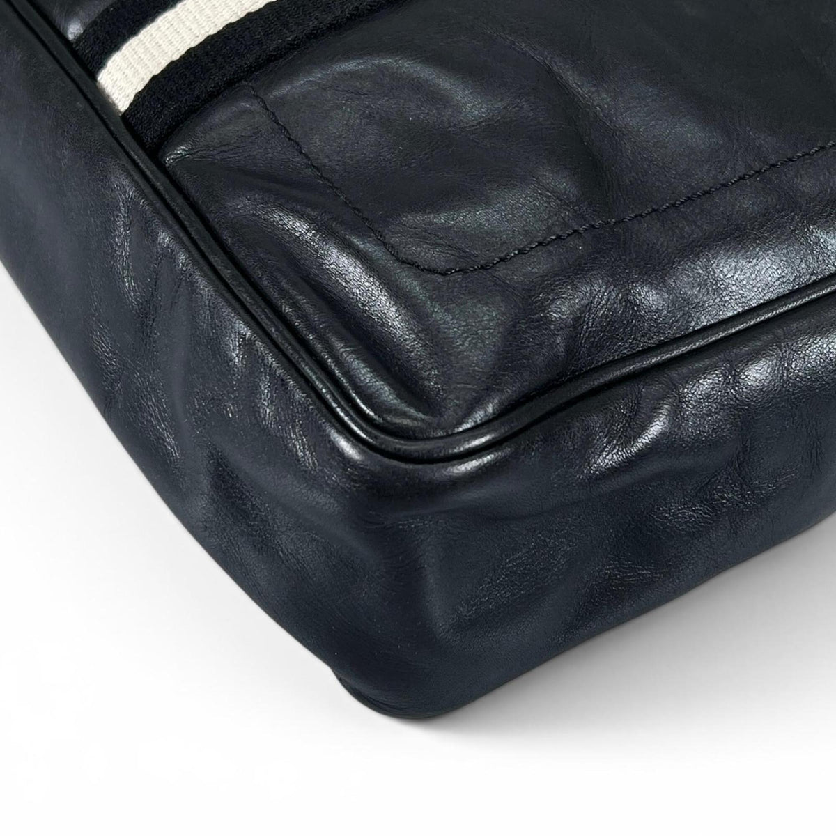 Bally Black White Leather Briefcase (Pre-Owned)
