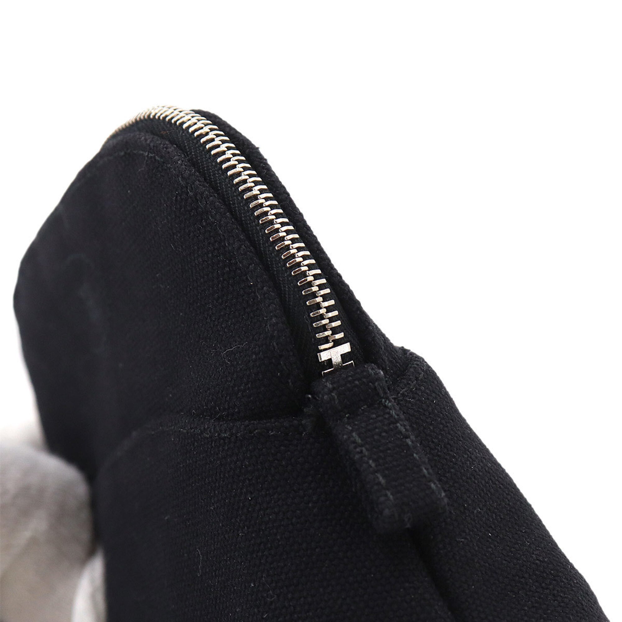 Hermes Black Cotton Canvas Leather Pouch (Pre-Owned)