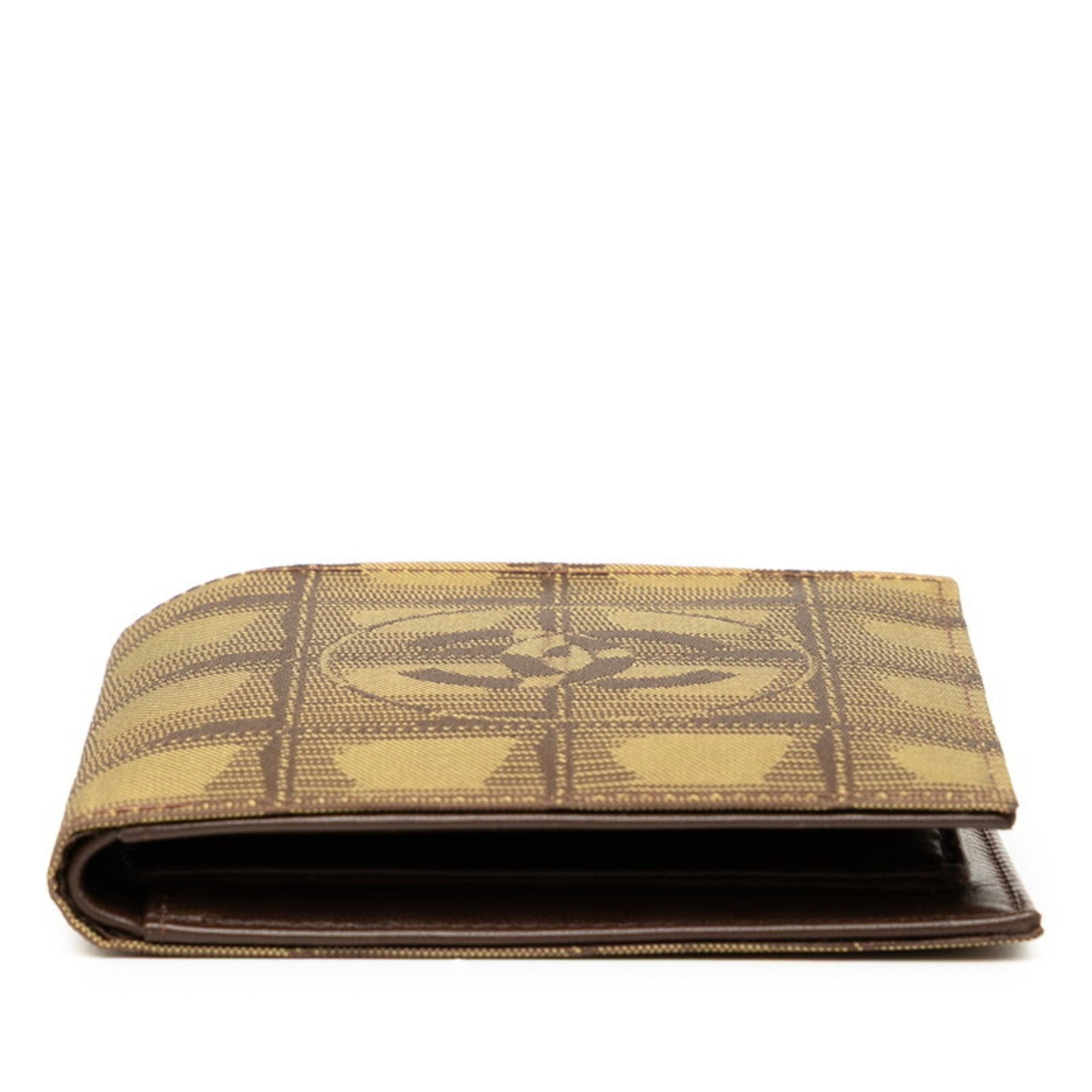 Chanel Khaki Nylon Leather Wallet (Bi-Fold) (Pre-Owned)