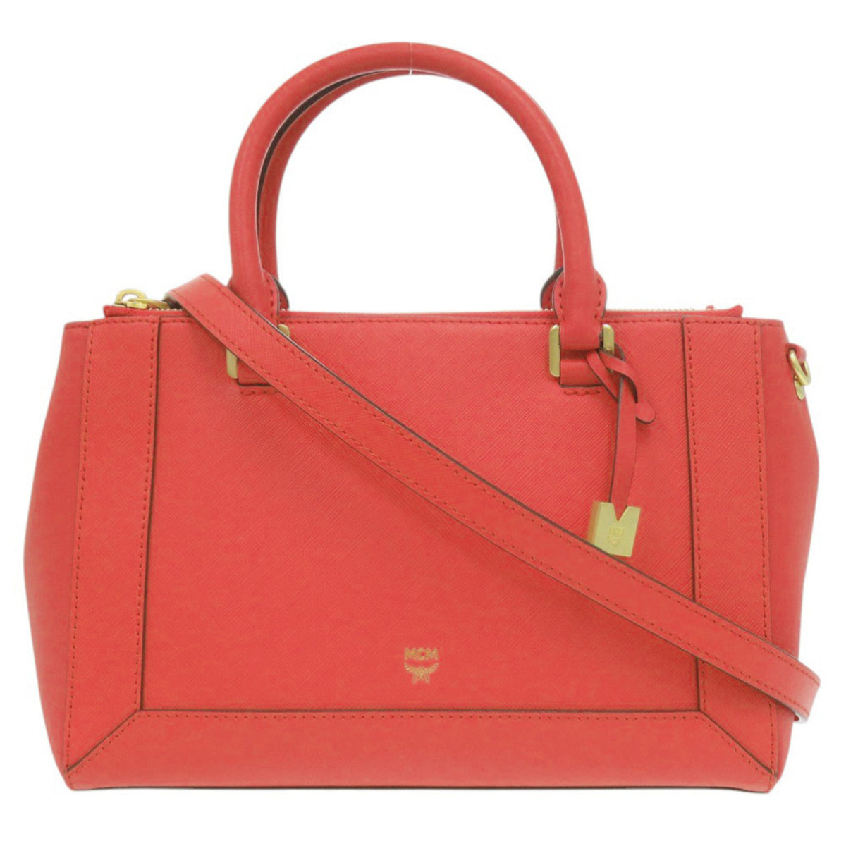 Mcm Red Color Leather Handbag (Pre-Owned)