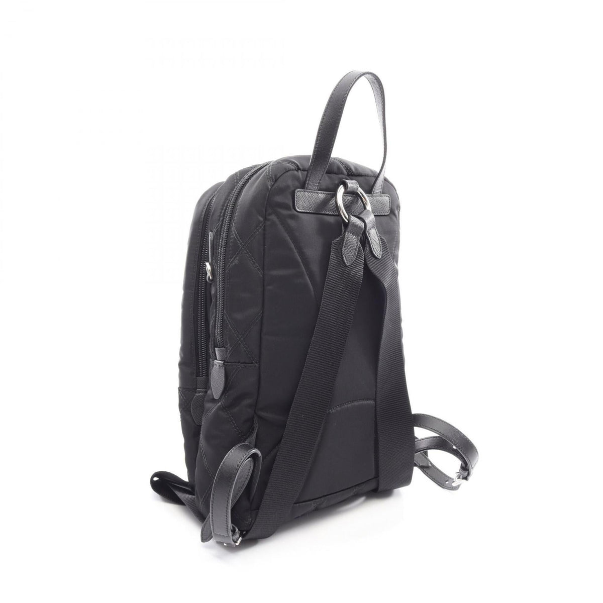 Prada Black Nylon Leather Backpack Handbag (Pre-Owned)