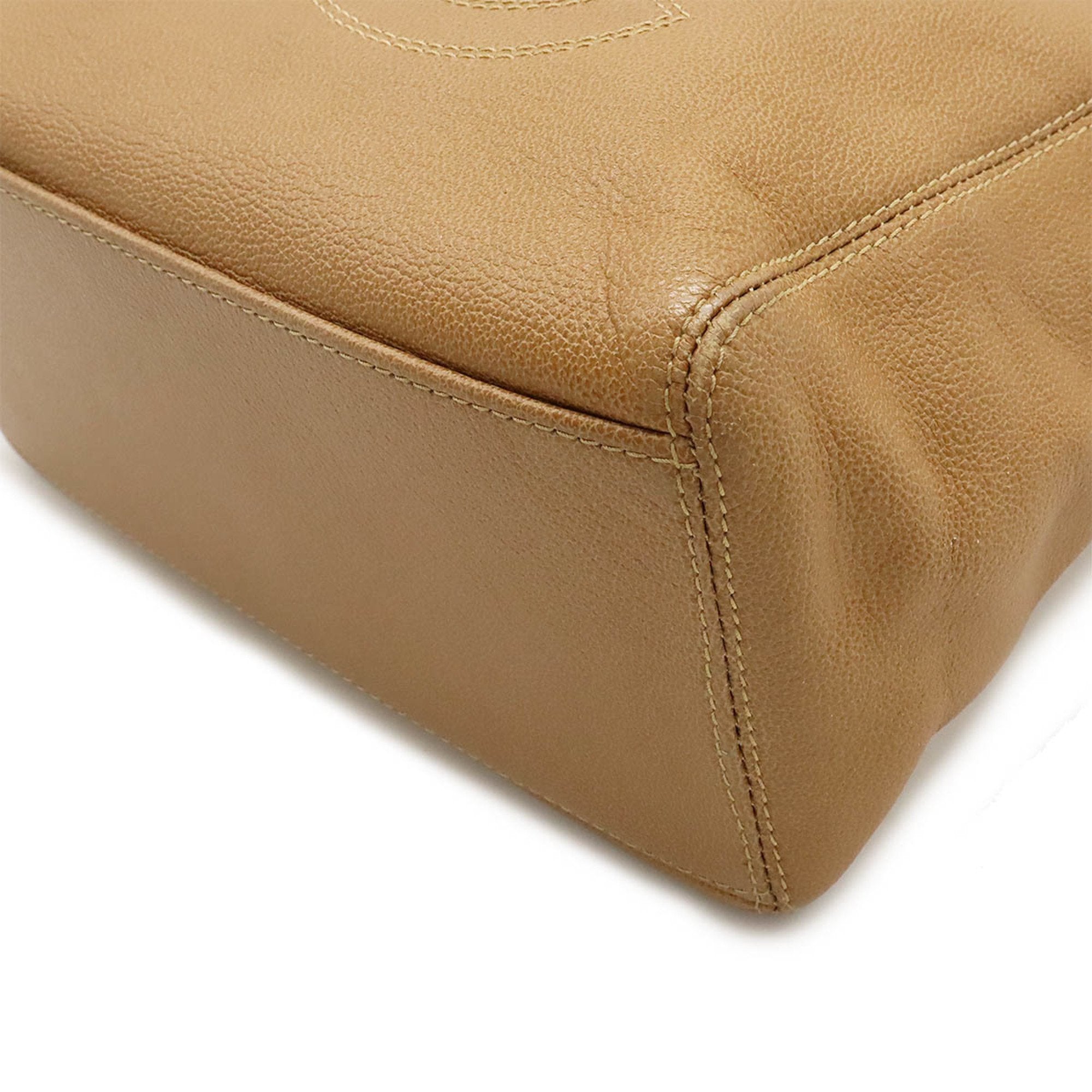 Chanel Camel Leather Shoulder Bag Tote Bag (Pre-Owned)