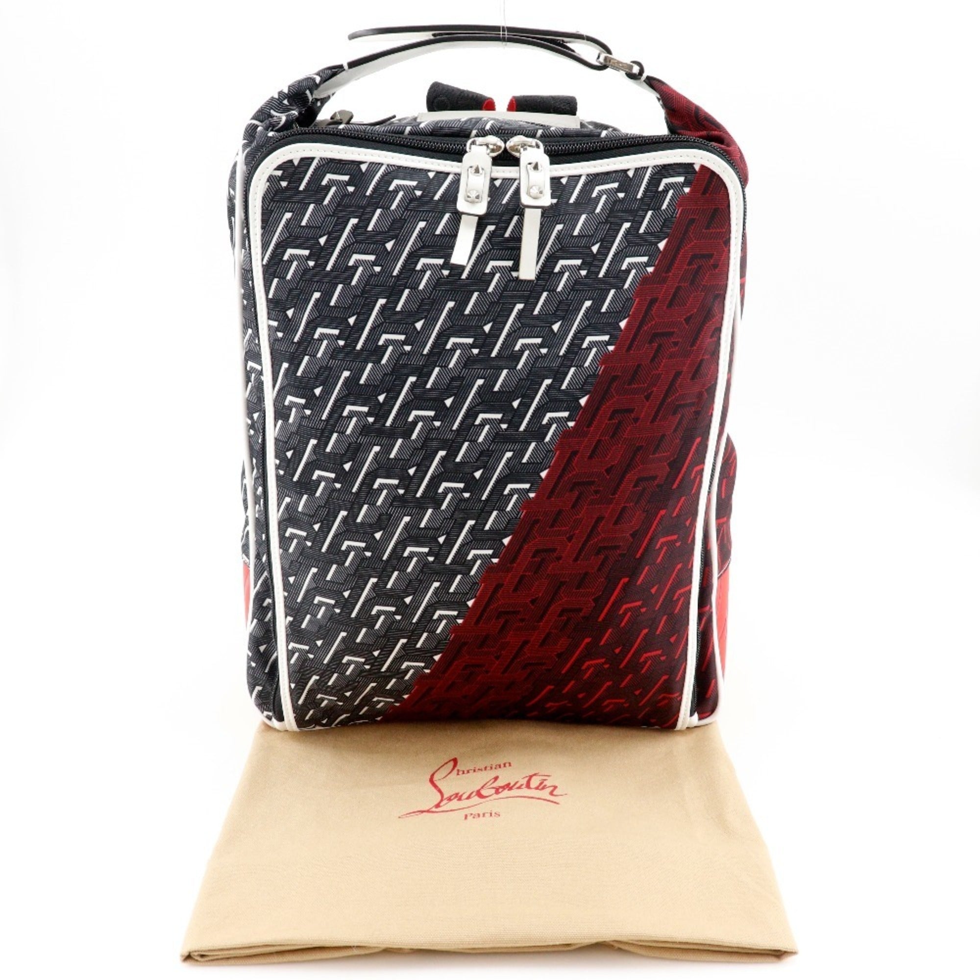Christian Louboutin Black Red Color Nylon Backpack (Pre-Owned)