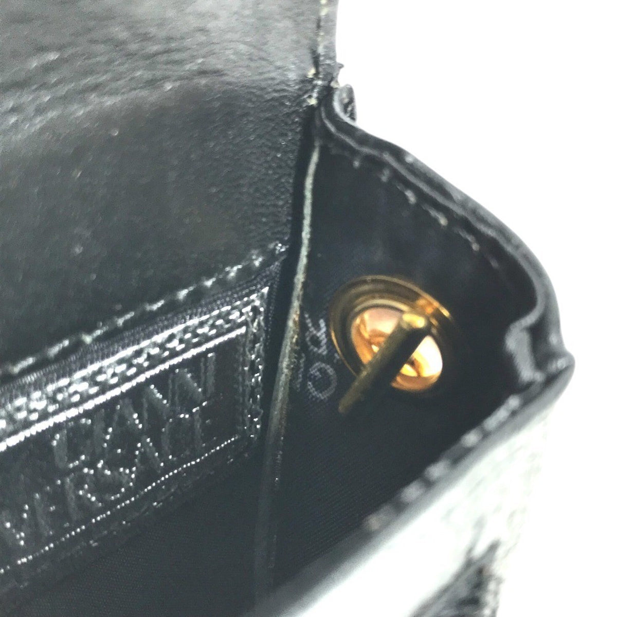 Versace Black Leather Handbag Pouch (Pre-Owned)