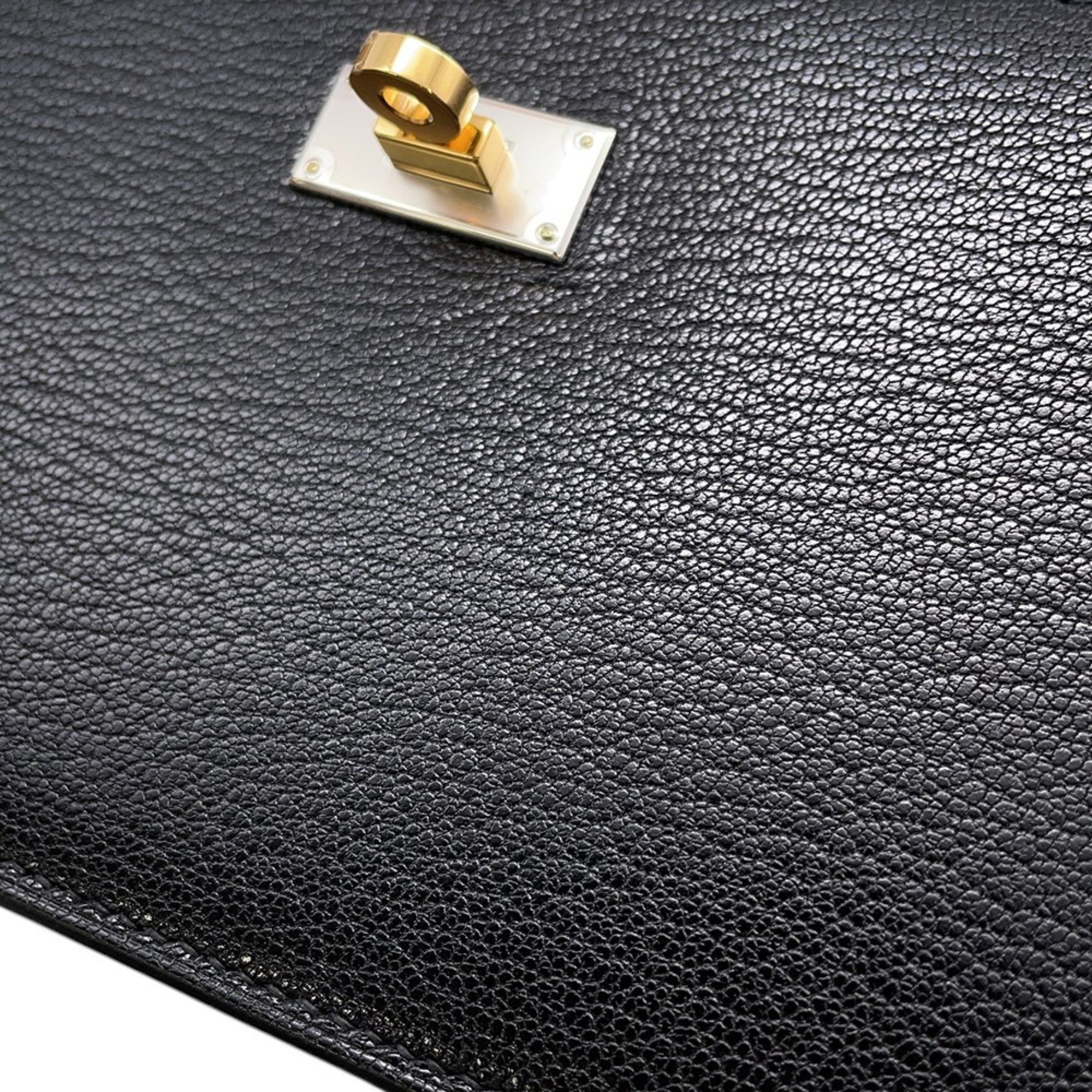 Hermes Kelly Black Chevre Leather Long Wallet (Bi-Fold) (Pre-Owned)