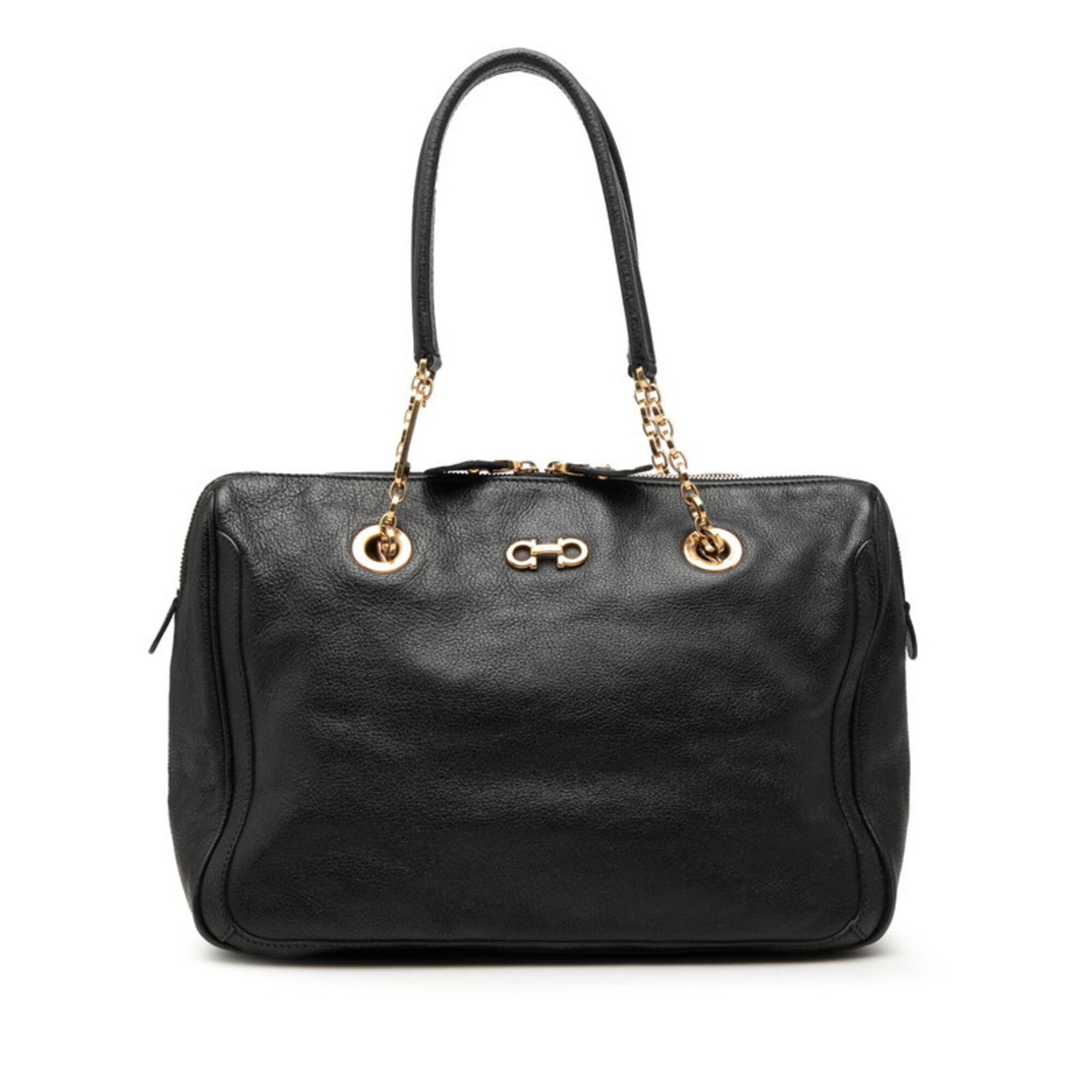 Salvatore Ferragamo Black Leather Shoulder Bag (Pre-Owned)