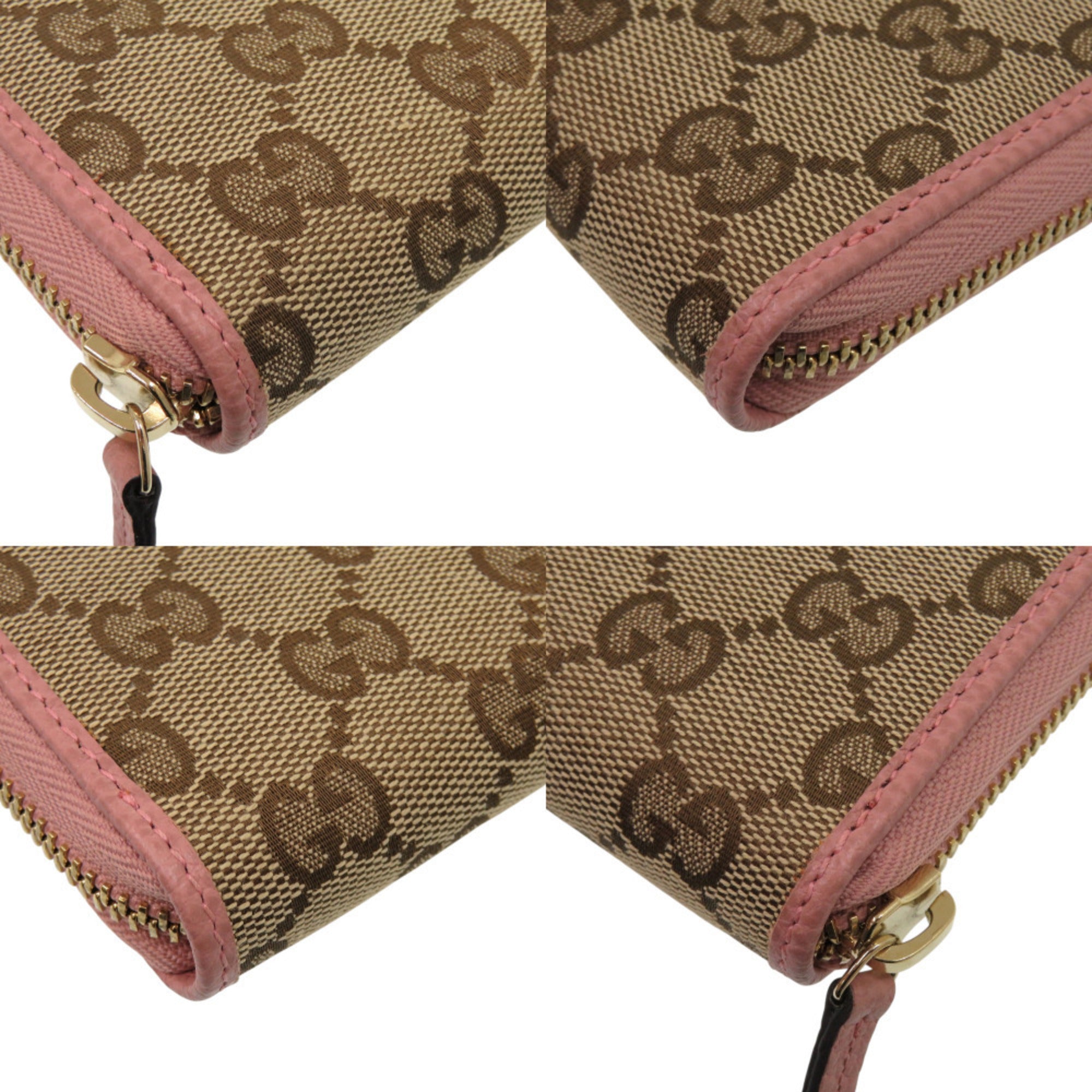 Gucci Beige Dusty Pink Gg Supreme Canvas Long Wallet (Bi-Fold) (Pre-Owned)