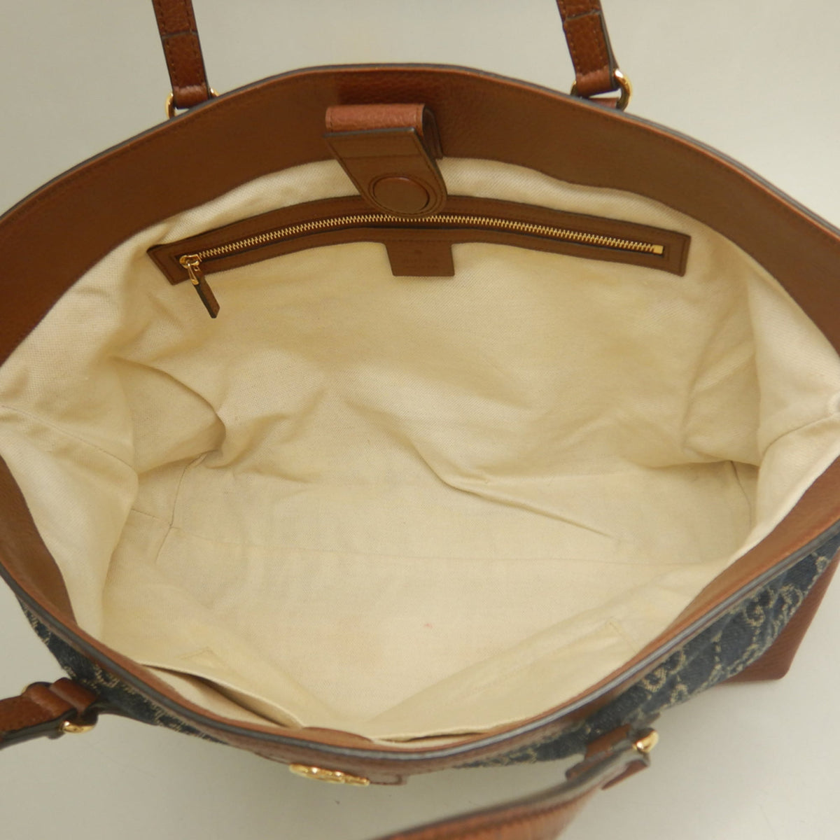 Gucci Ophidia Blue Brown Denim Leather Tote Bag (Pre-Owned)