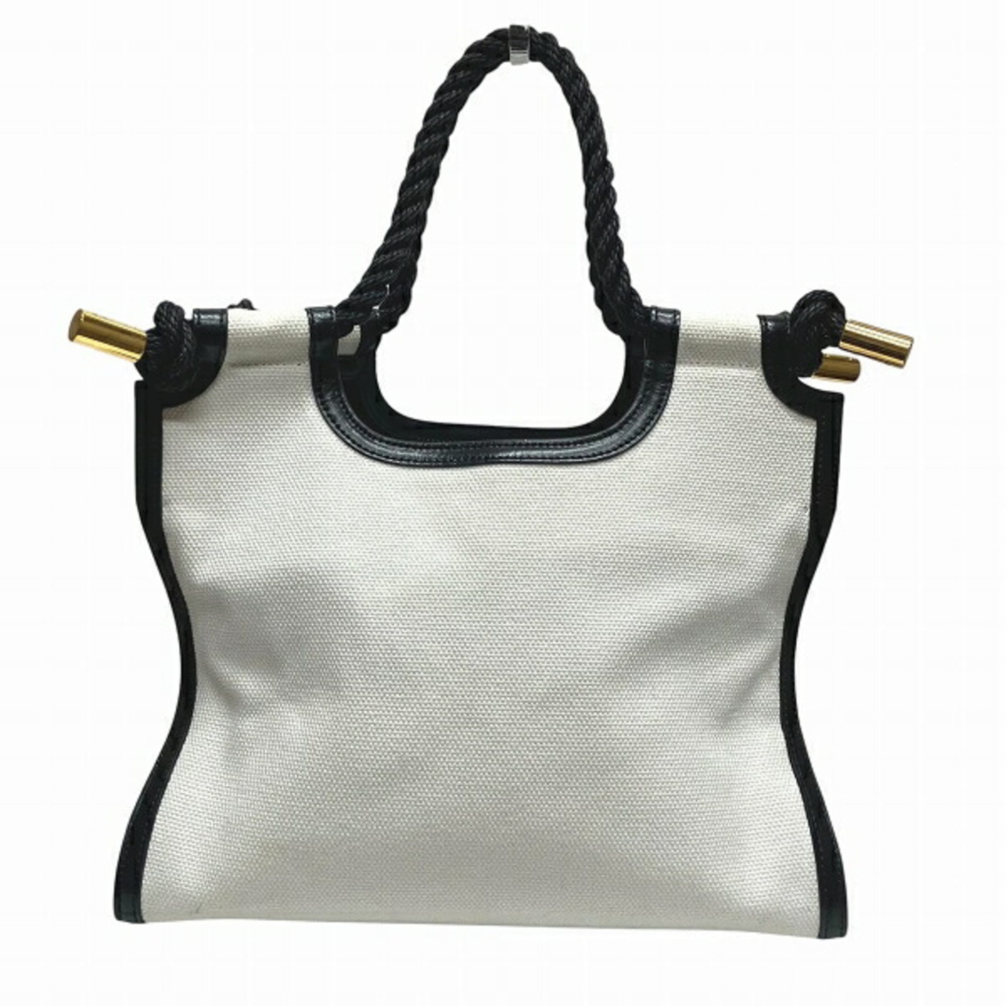 Marni Black White Canvas Handbag Tote Bag (Pre-Owned)