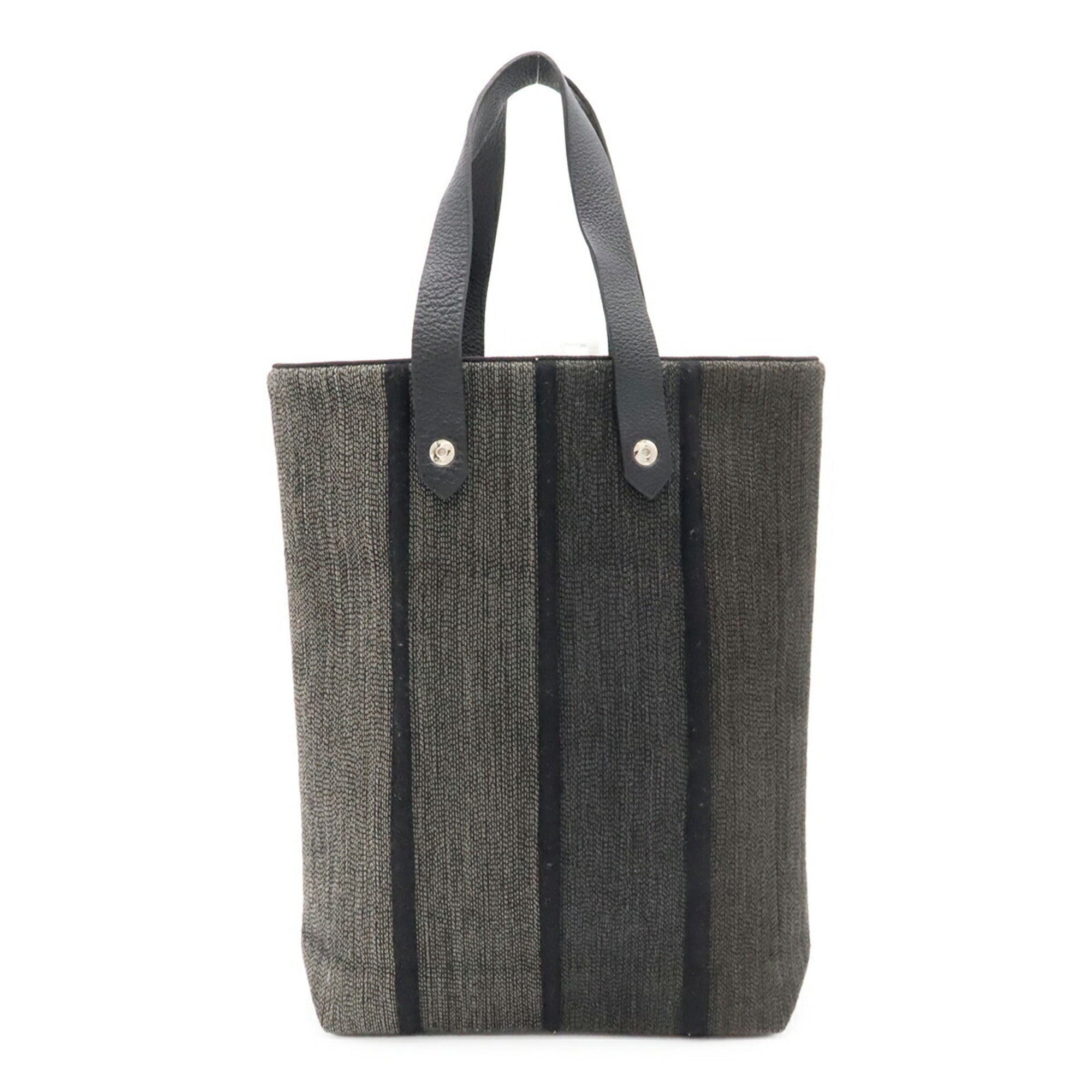 Hermes Black Gray Wool Handbag Tote Bag (Pre-Owned)