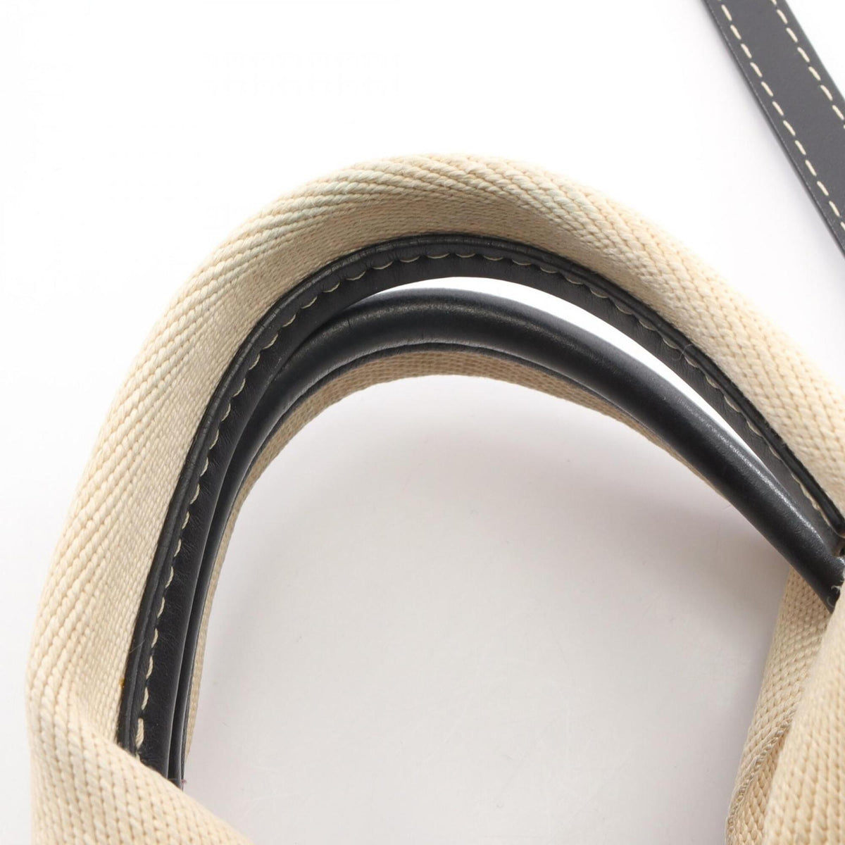Chloé Beige Black Canvas Leather Handbag Tote Bag (Pre-Owned)