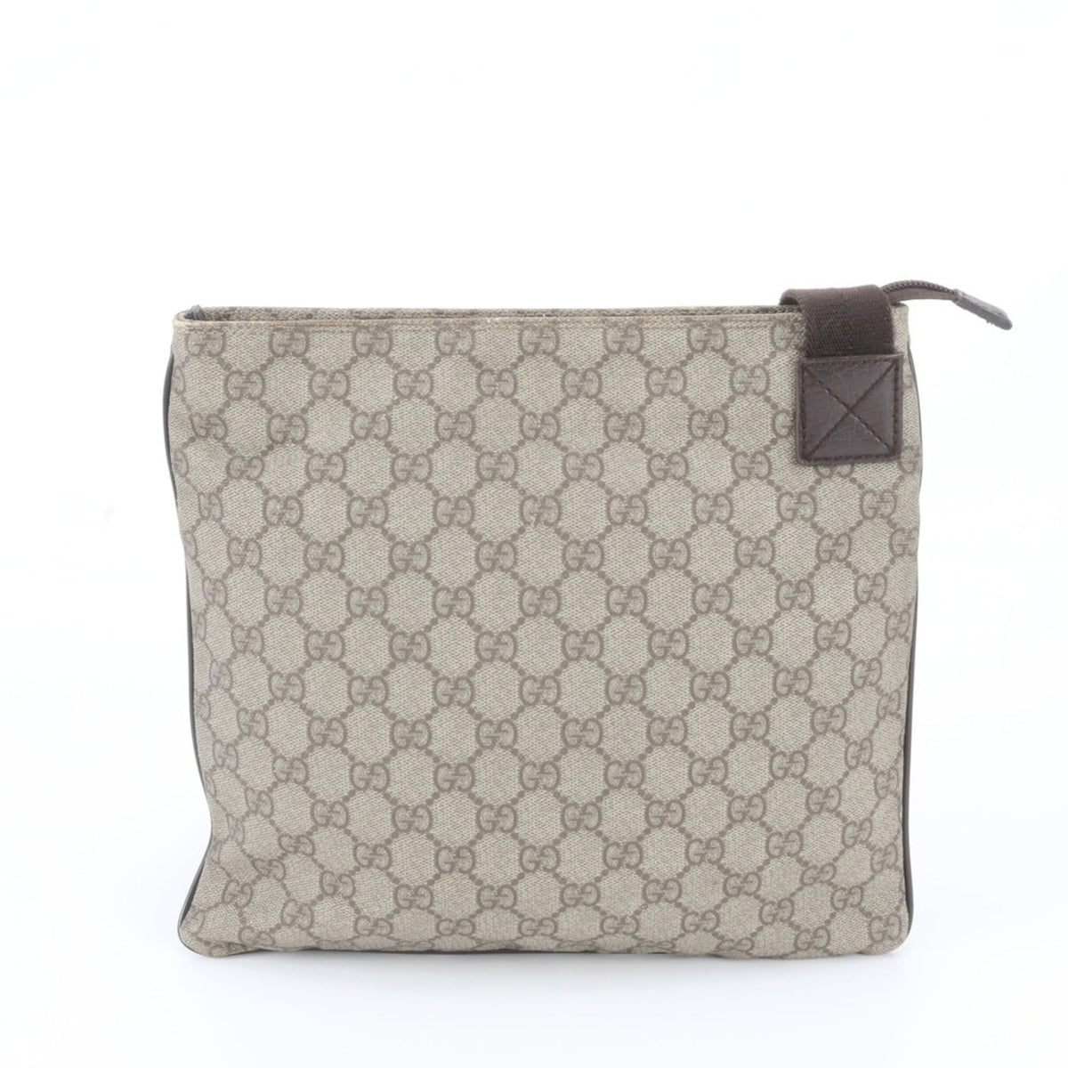 Gucci Brown Leather Coated Canvas Messenger Bag Shoulder Bag (Pre-Owned)