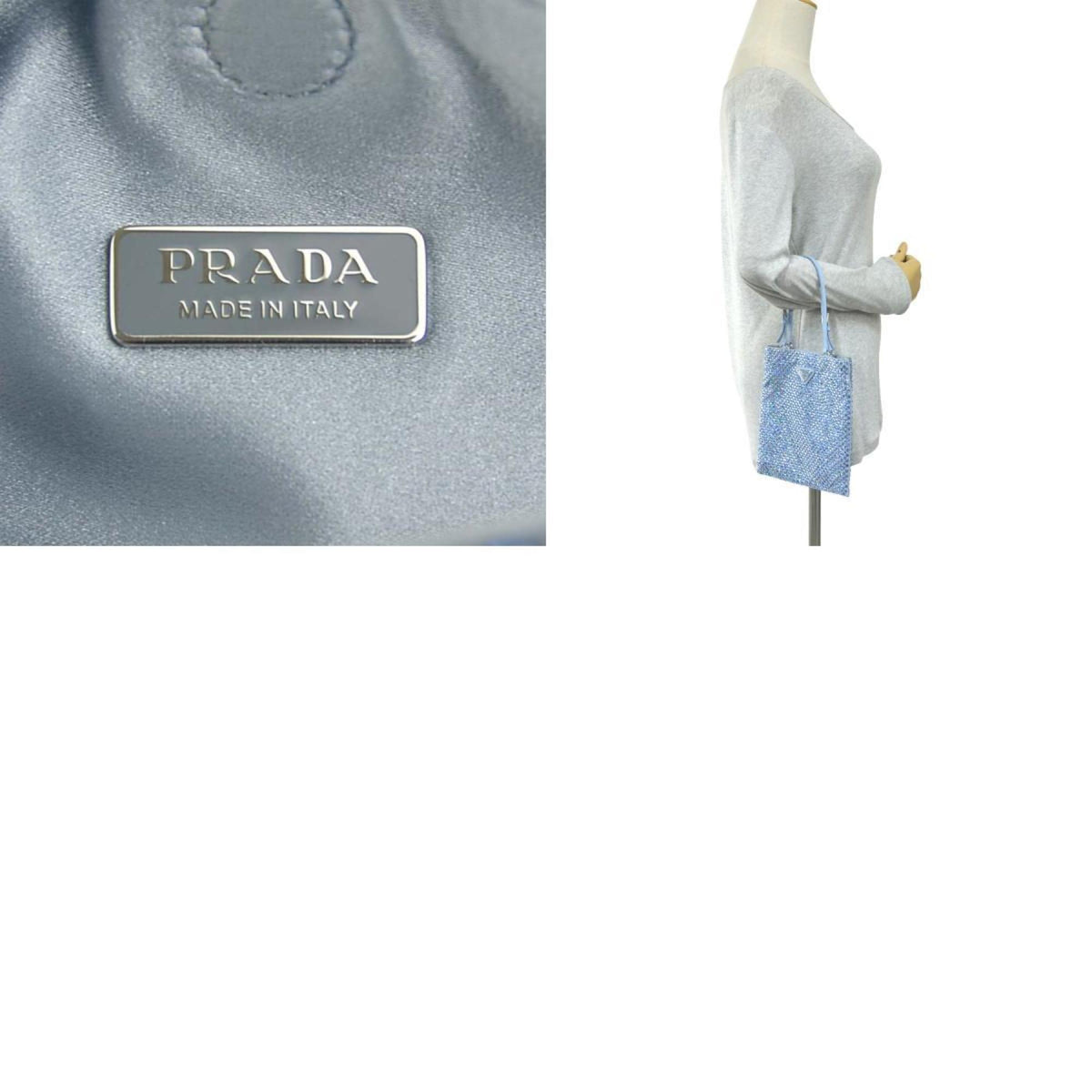 Prada Light Blue Satin Rhinestone Handbag (Pre-Owned)