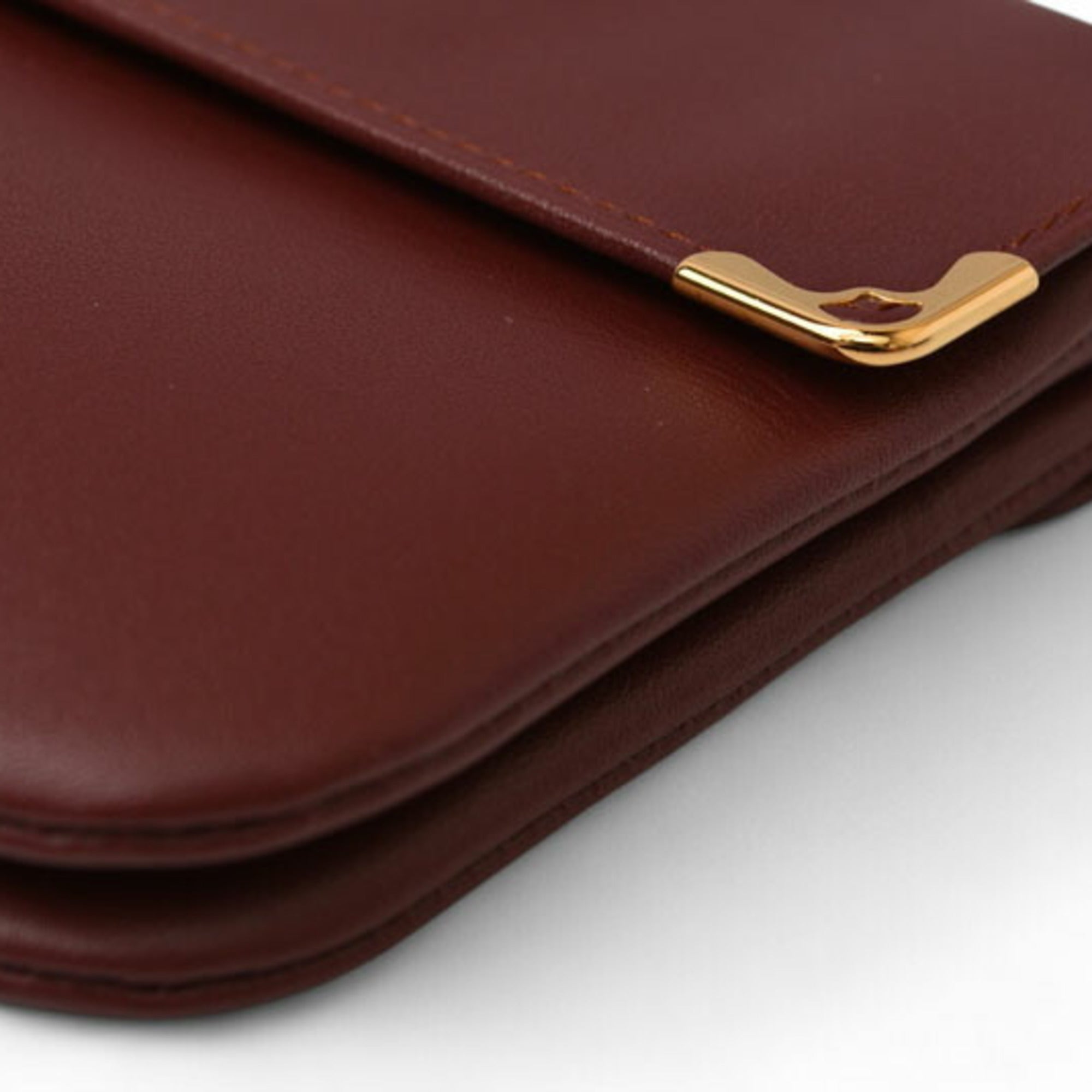 Cartier Bordeaux Leather Coin Purse/Coin Case (Pre-Owned)
