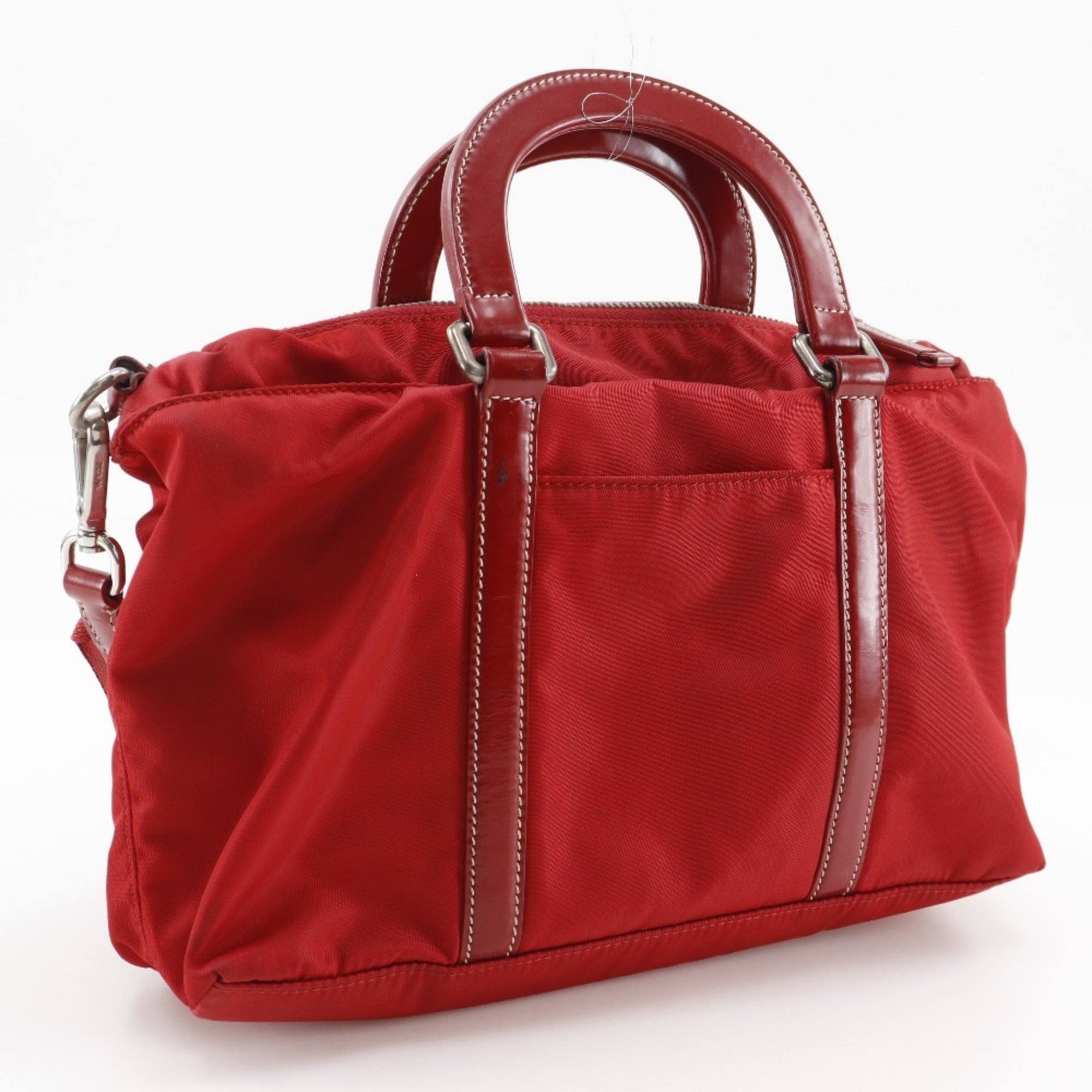Prada Red Color Nylon Handbag (Pre-Owned)