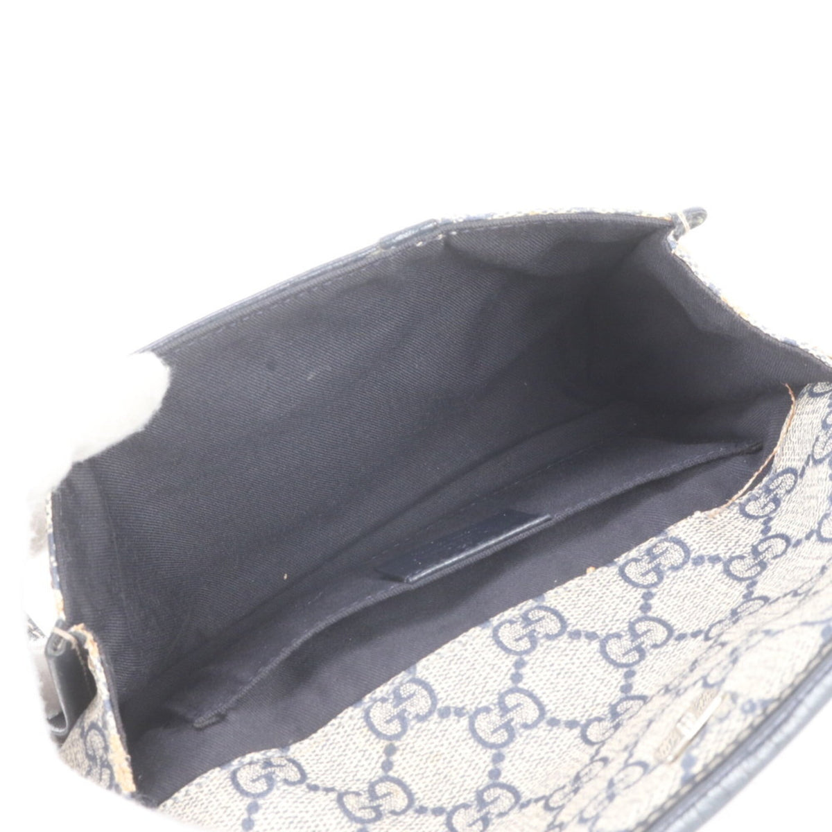Gucci Navy Leather Coated Canvas Pouch Sling Bag (Pre-Owned)