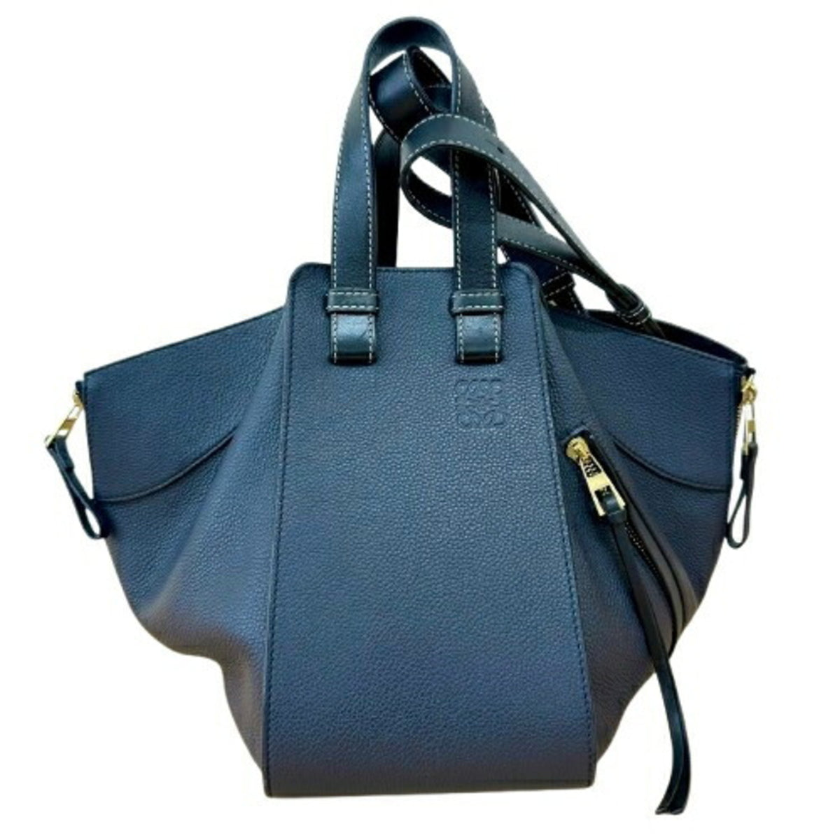 Loewe Hammock Black Dark Navy Leather Handbag Shoulder Bag (Pre-Owned)