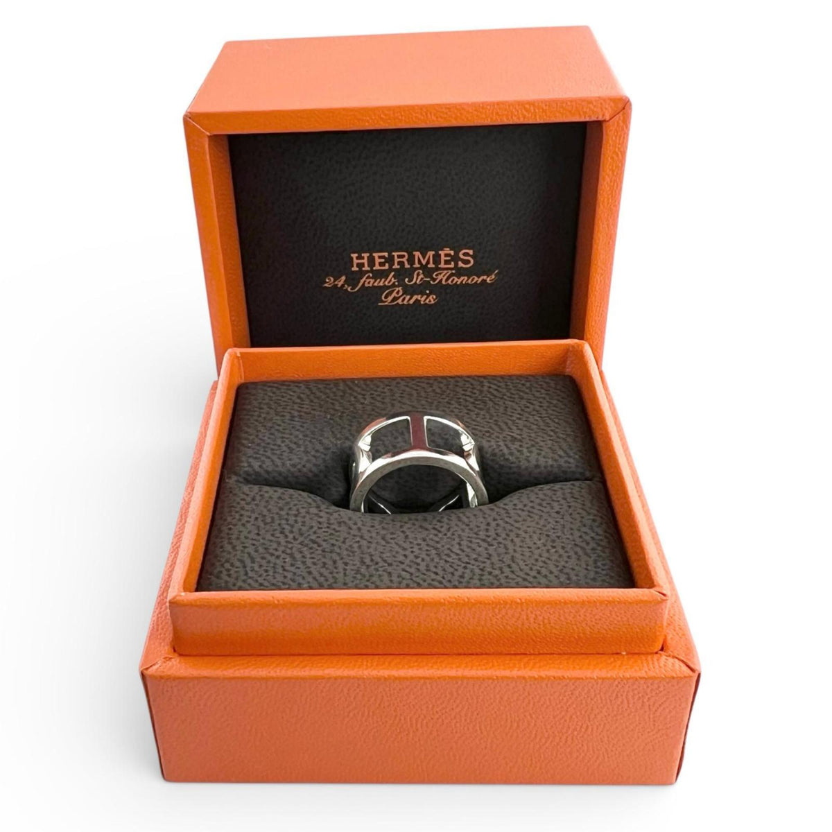 Hermes Silver Silver 925 Band Ring (Pre-Owned)