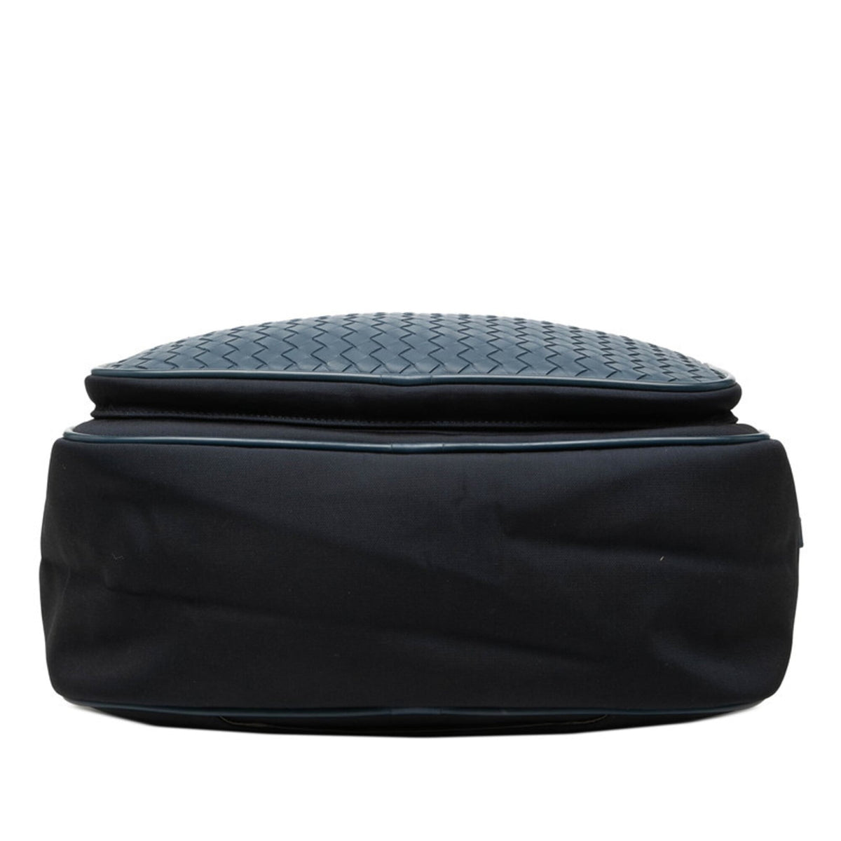 Bottega Veneta Navy Leather Canvas Handbag (Pre-Owned)
