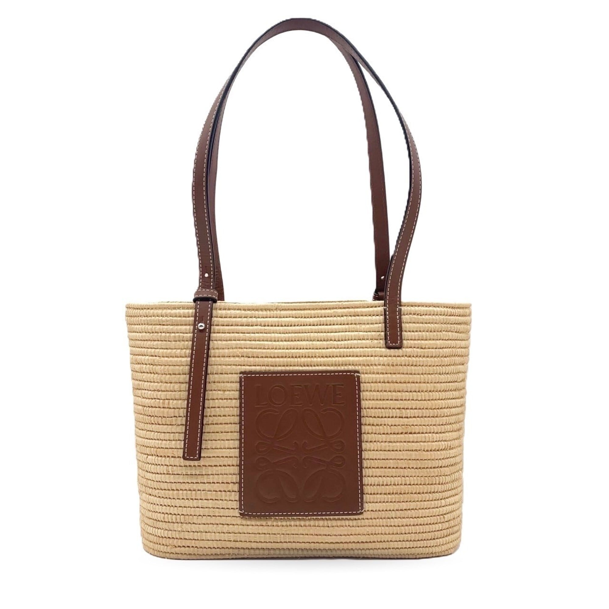 Loewe Beige Raffia Leather Basket Tote Bag (Pre-Owned)