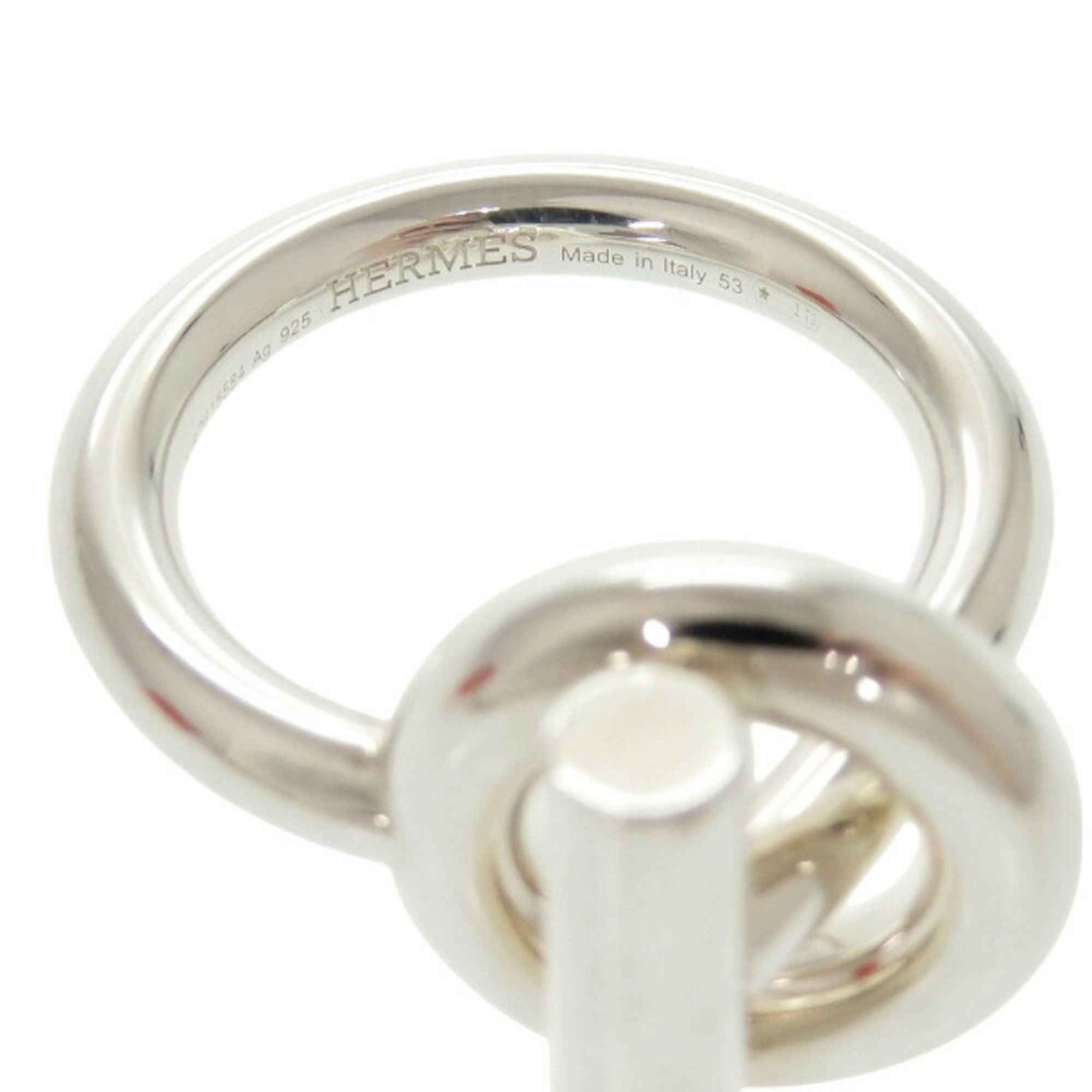 Hermes Silver Silver 925 Band Ring (Pre-Owned)
