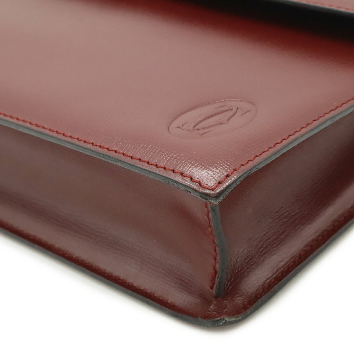 Cartier Bordeaux Red Color Leather Clutch Bag (Pre-Owned)