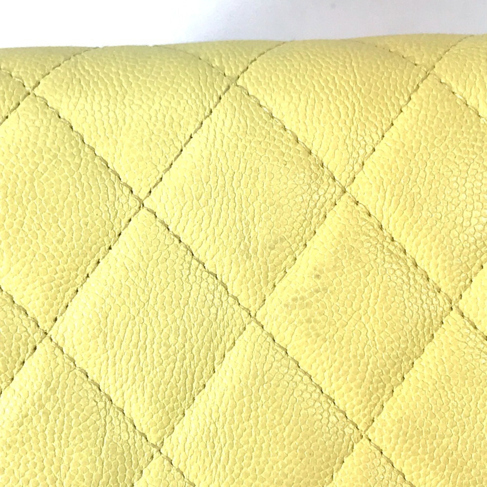 Chanel Yellow Grained Calfskin Long Wallet (Bi-Fold) (Pre-Owned)