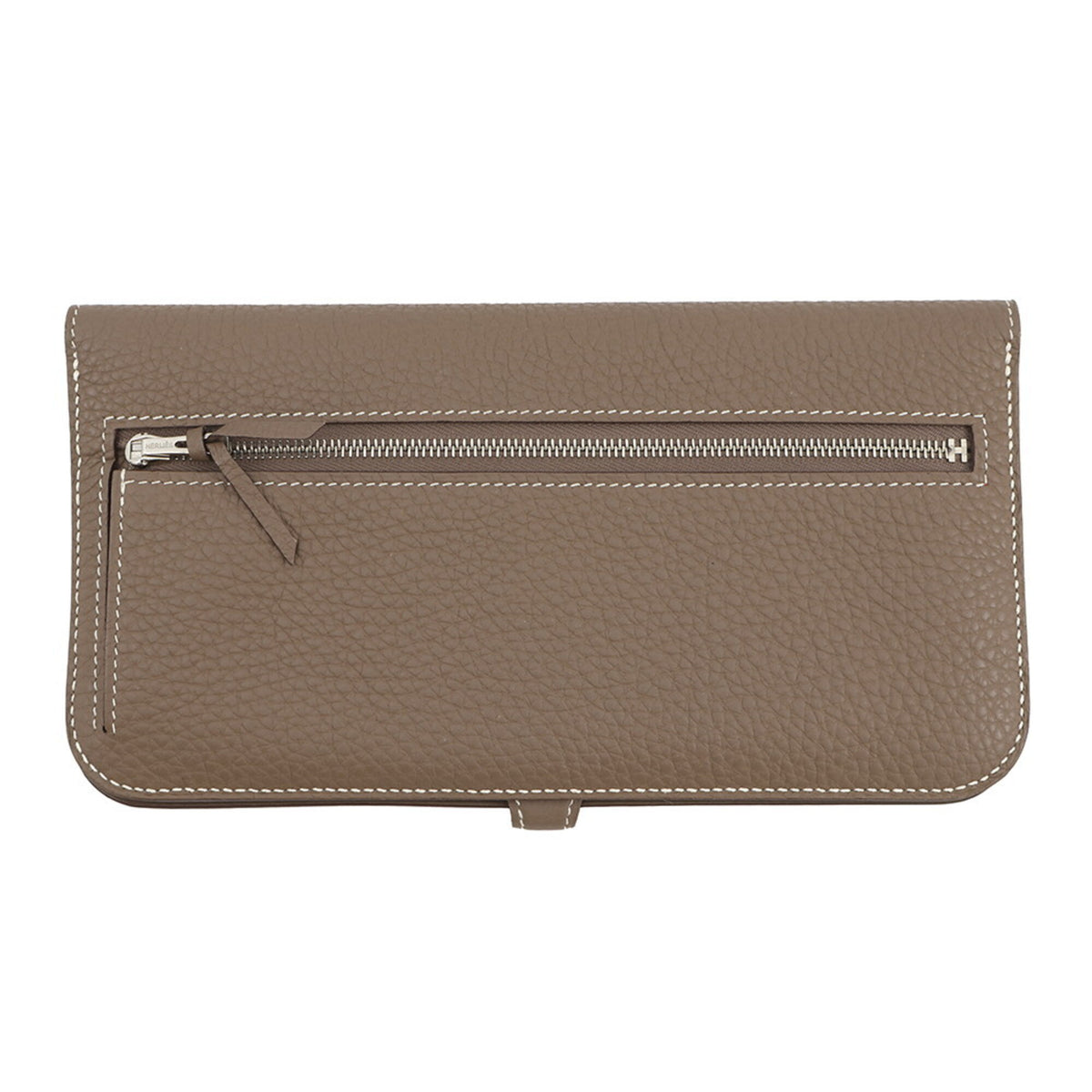 Hermes Etoupe Gray Togo Leather Long Wallet (Bi-Fold) (Pre-Owned)