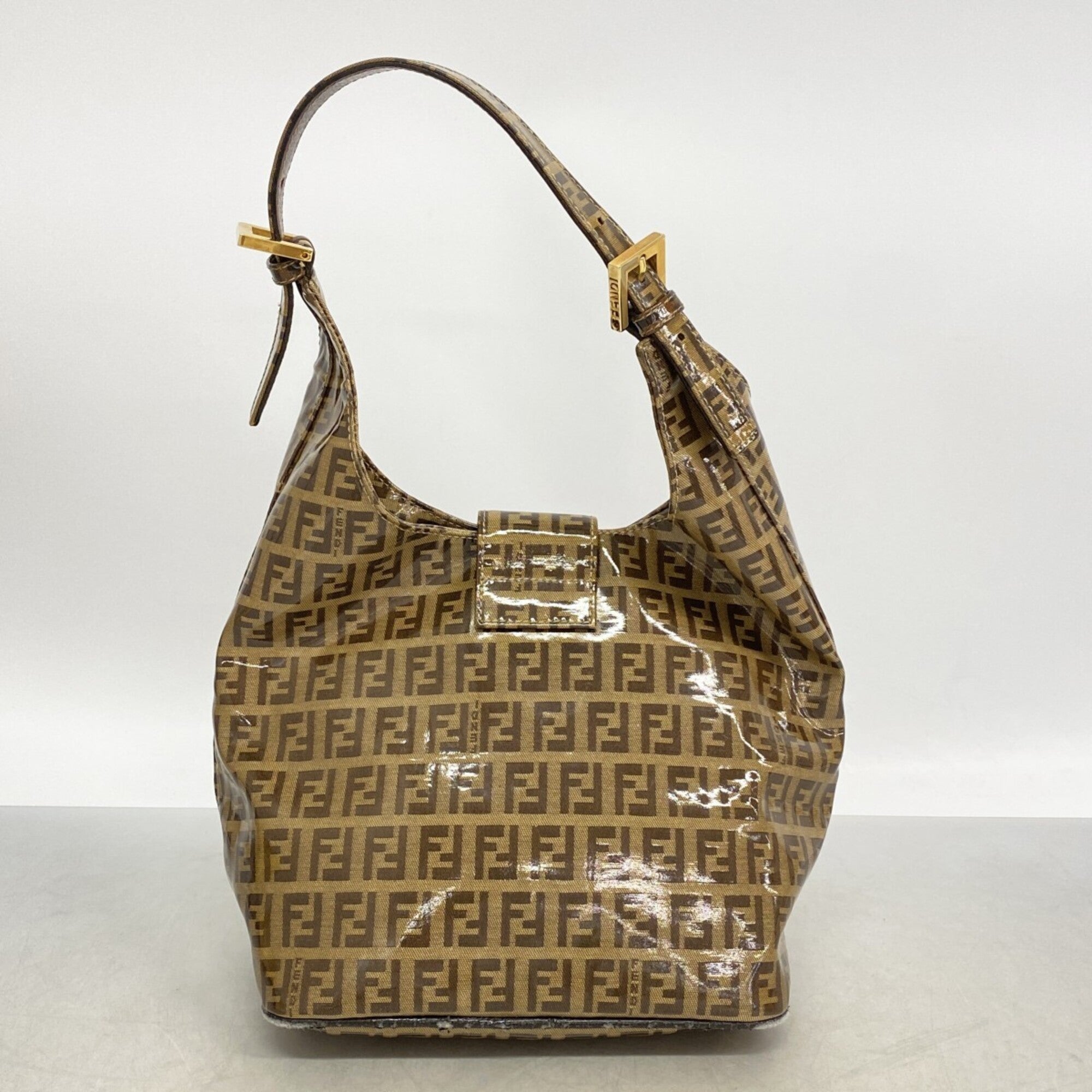 Fendi Brown Coated Canvas Handbag (Pre-Owned)